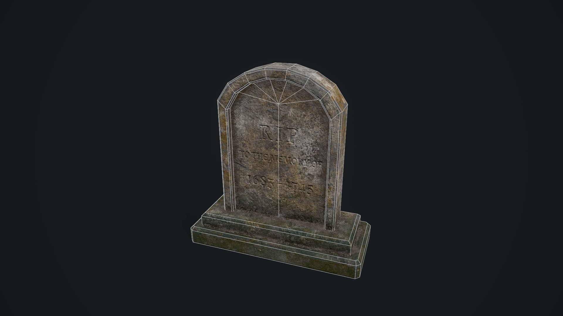 Gravestone 1 Low-poly 3D model_11
