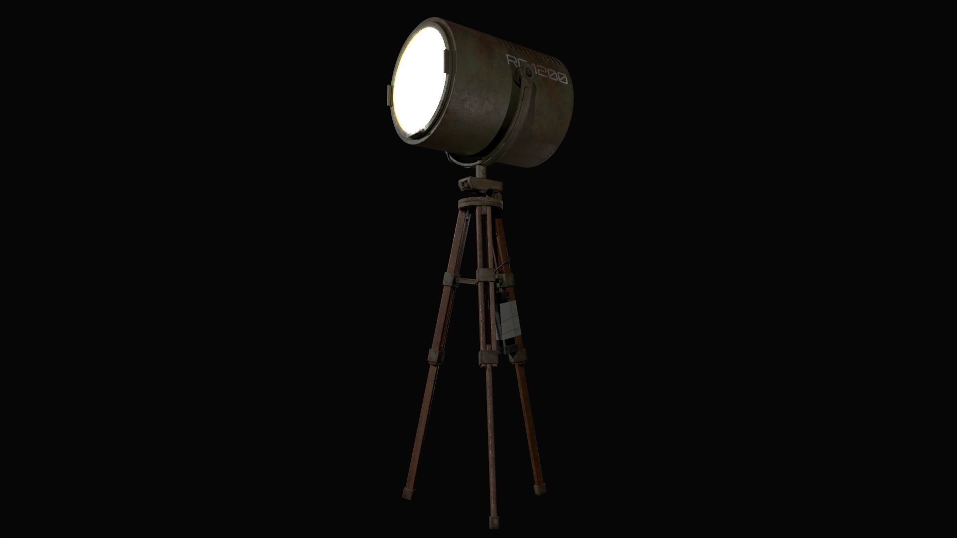 Spotlight tripod with light Low-poly 3D model_5