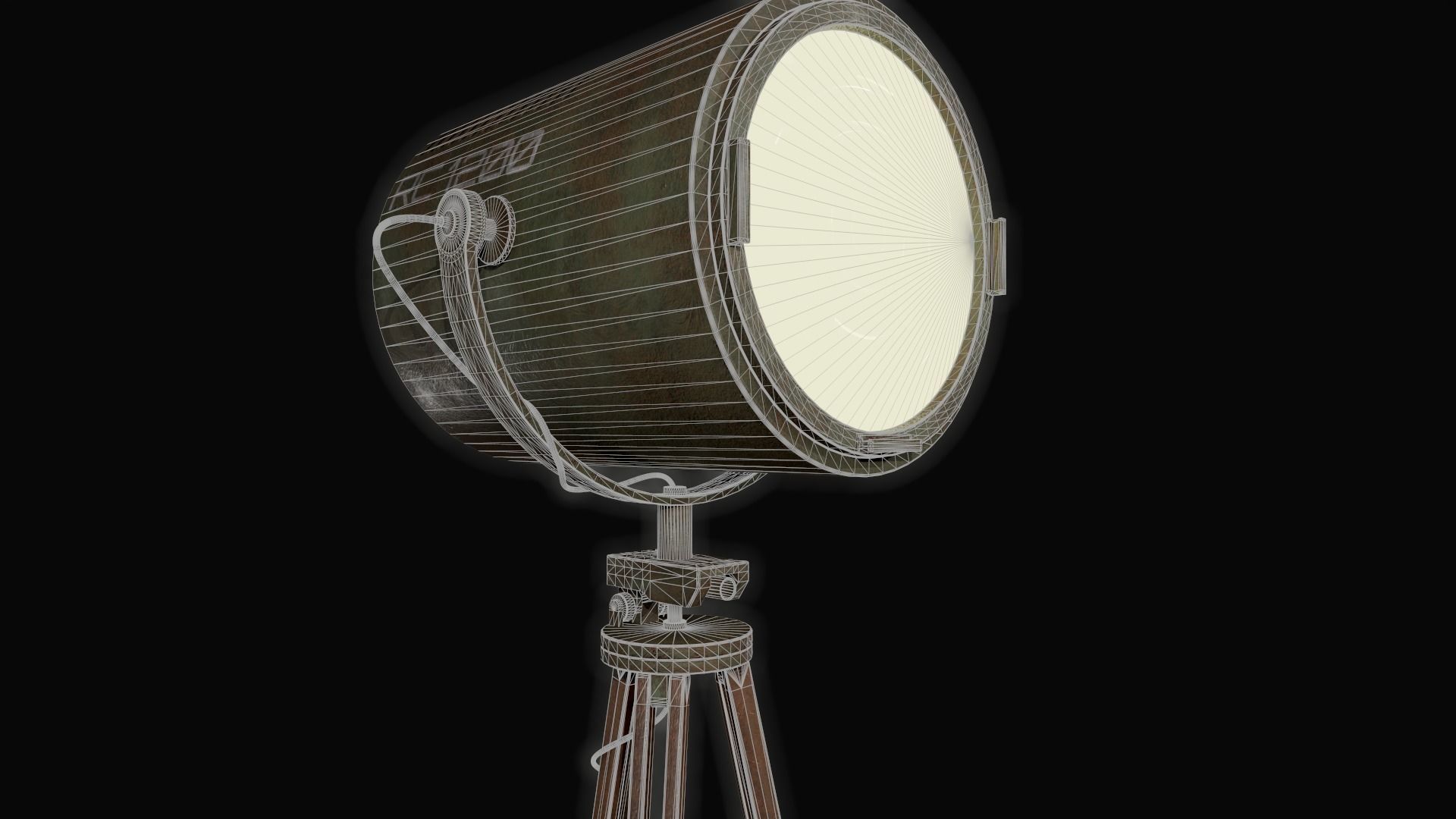 Spotlight tripod with light Low-poly 3D model_4