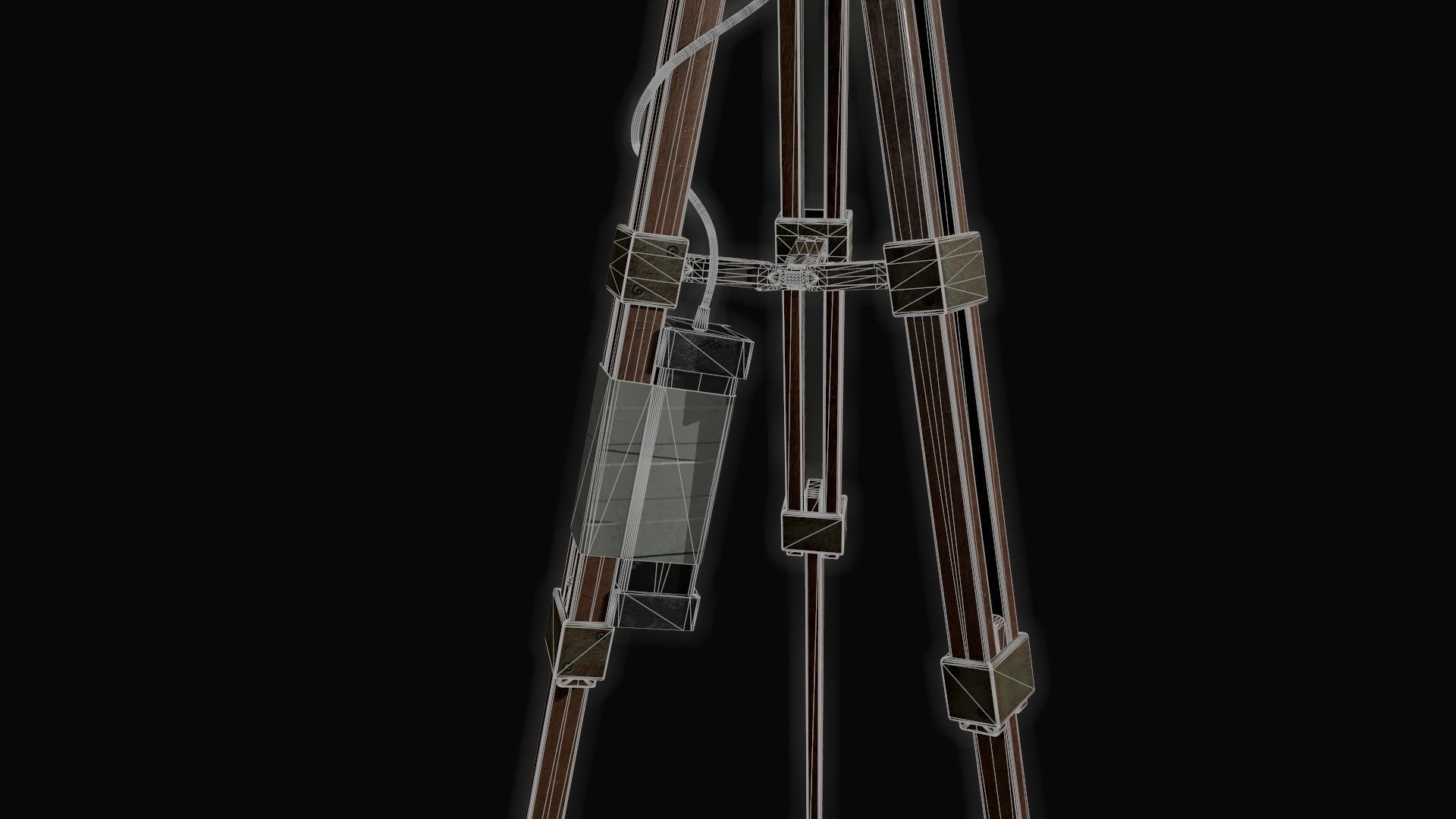 Spotlight tripod with light Low-poly 3D model_7