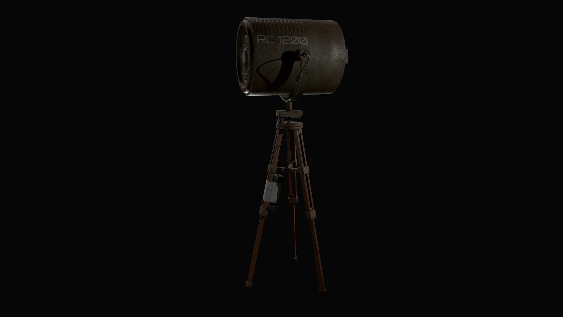 Spotlight tripod with light Low-poly 3D model_6