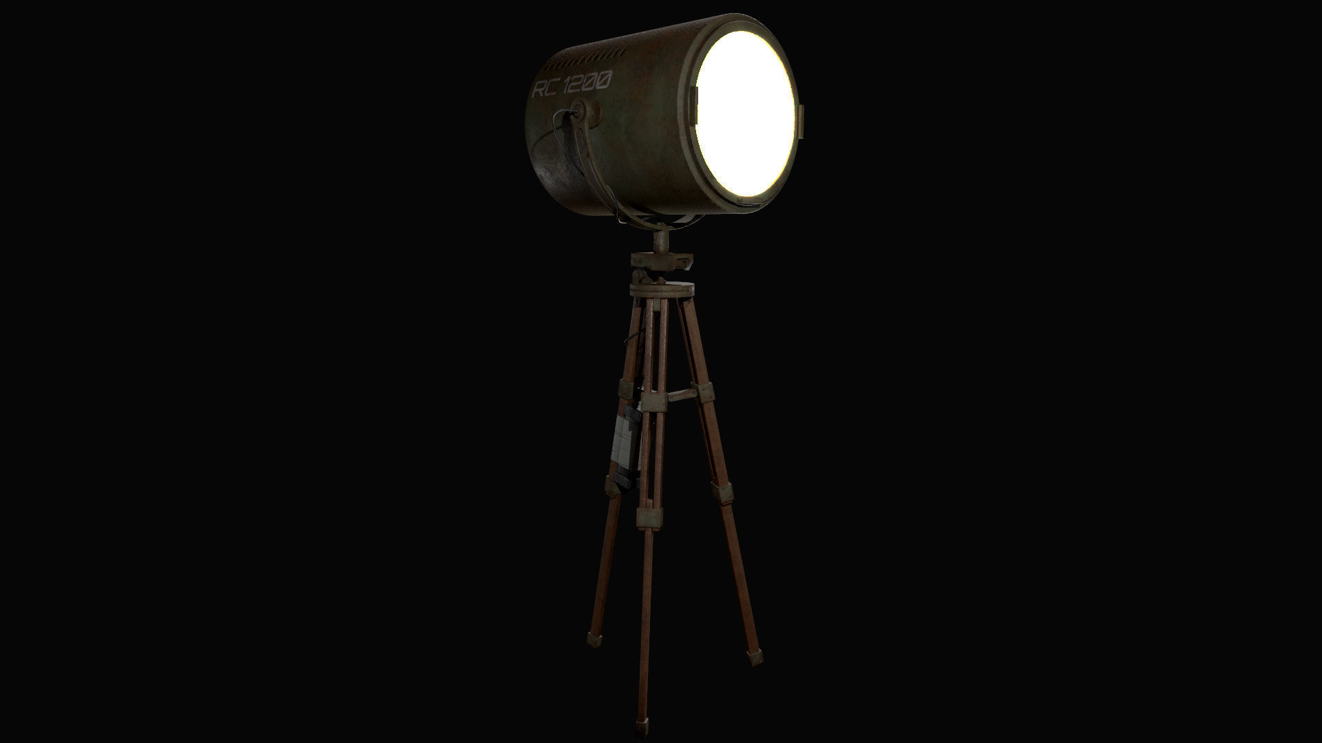 Spotlight tripod with light Low-poly 3D model_2