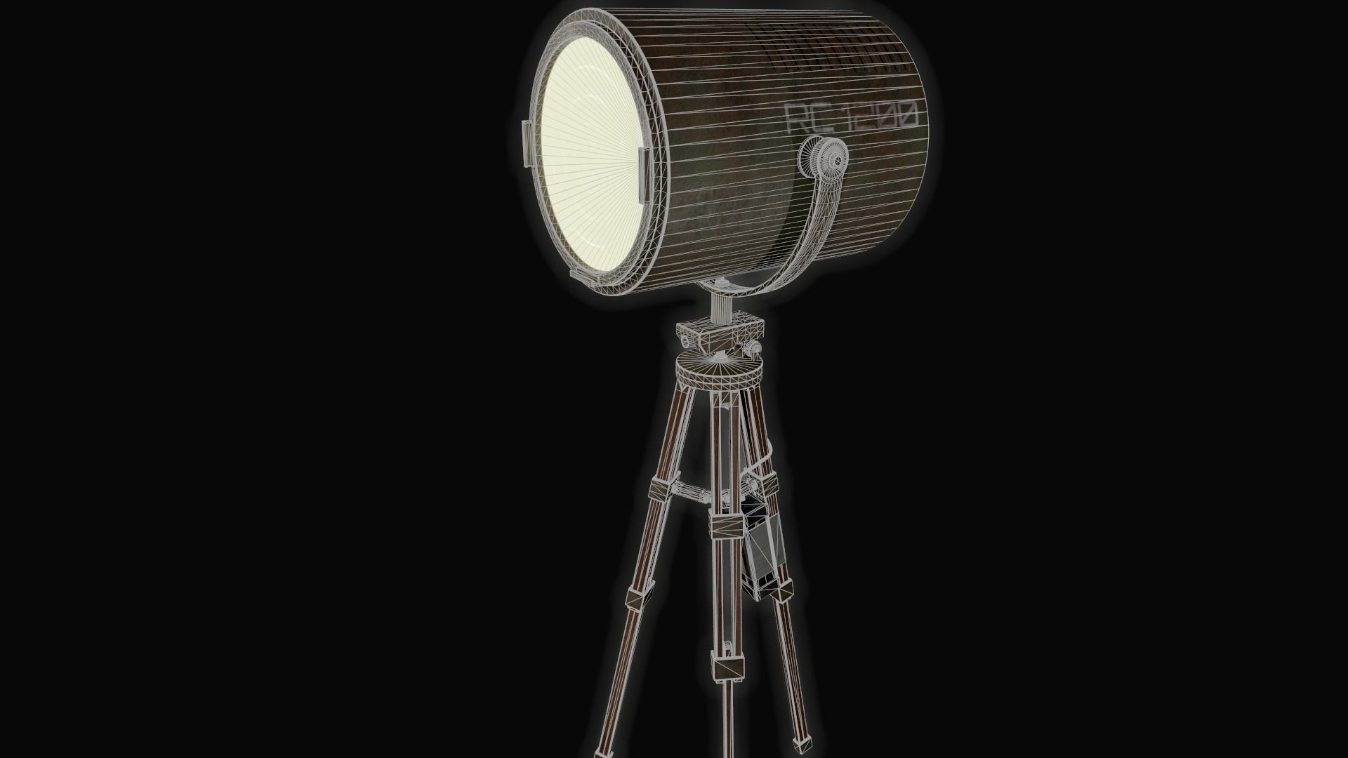 Spotlight tripod with light Low-poly 3D model_3