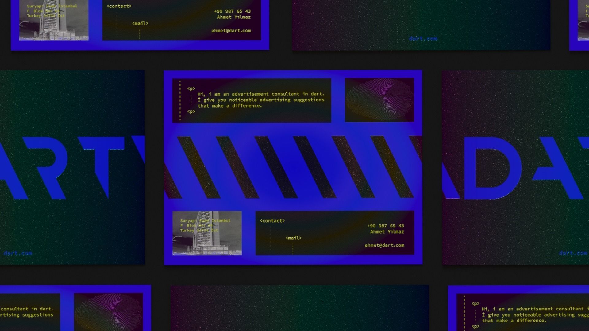 Digital Agency Business Card Animated Mockup Scene Free 3D model_2