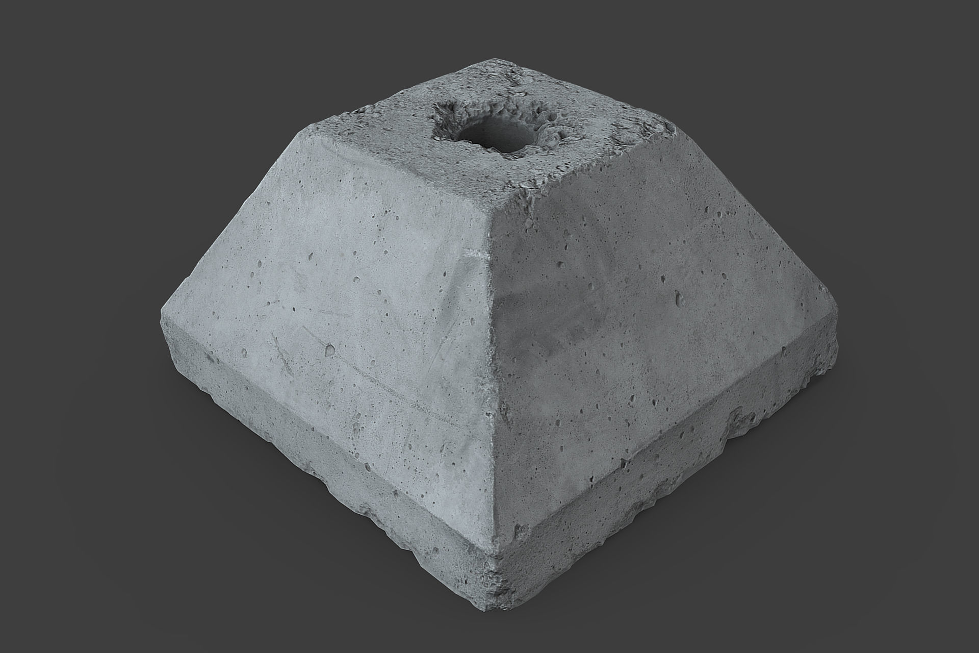 Concrete Block Low-poly 3D model_7