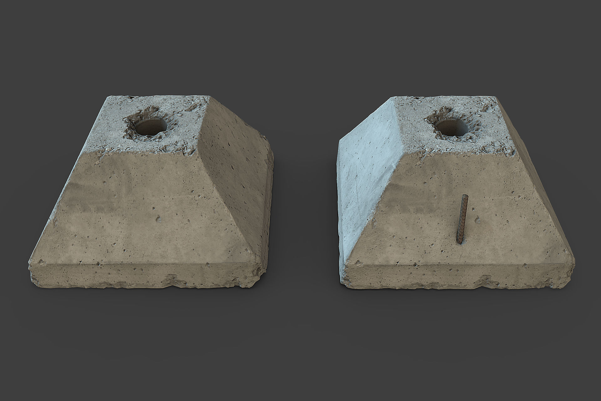 Concrete Block Low-poly 3D model_8
