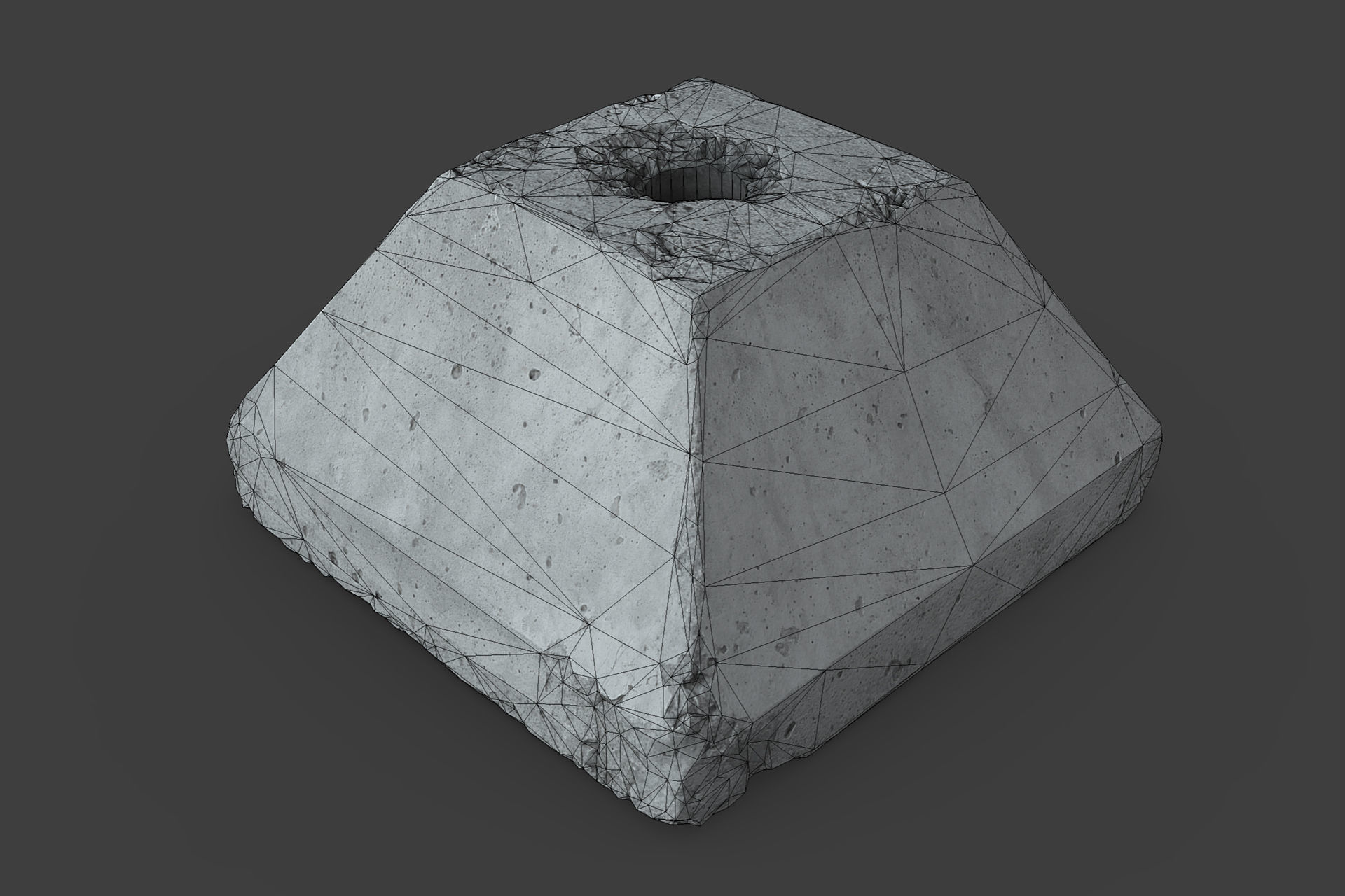 Concrete Block Low-poly 3D model_6