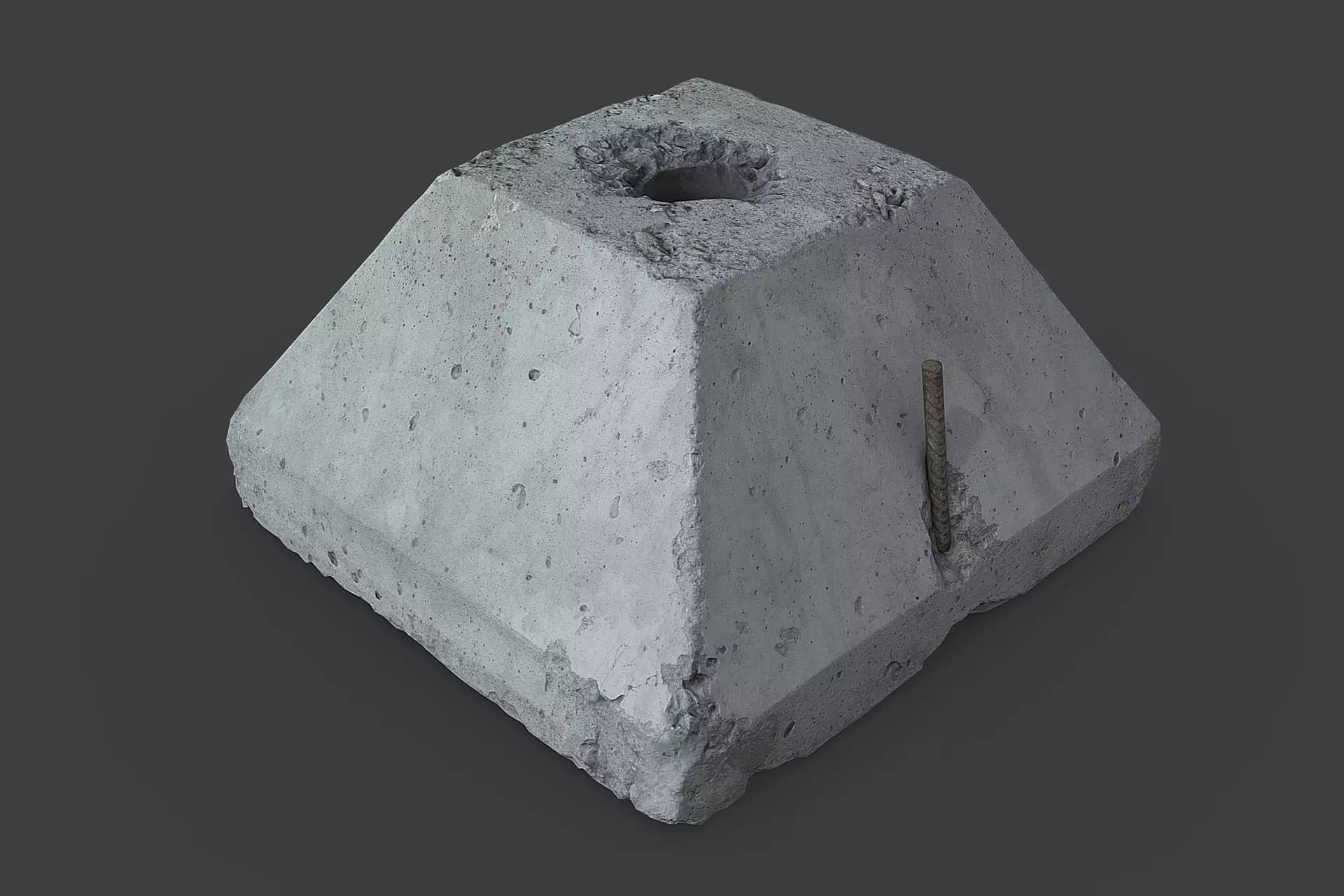 Concrete Block Low-poly 3D model_0
