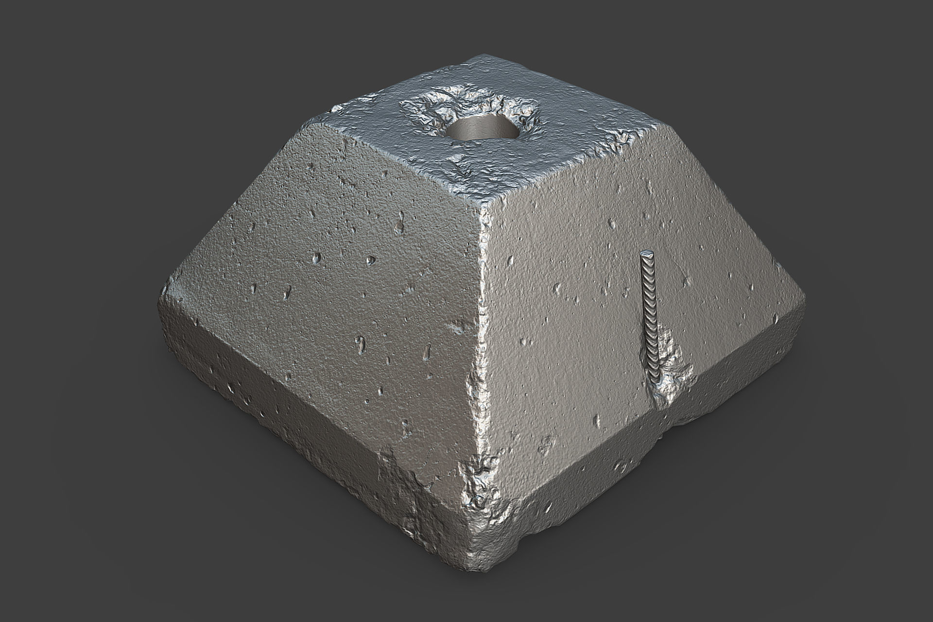 Concrete Block Low-poly 3D model_1