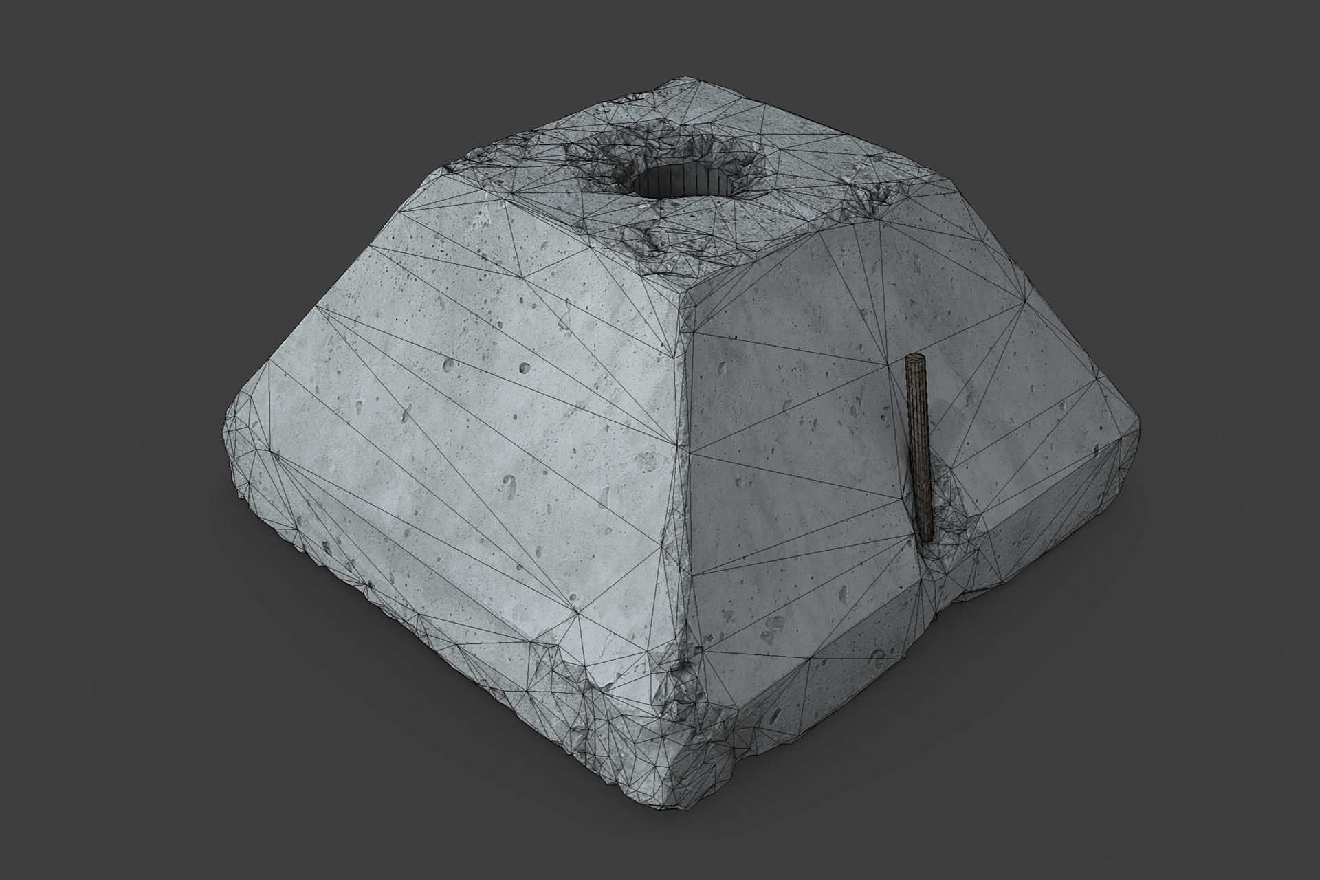 Concrete Block Low-poly 3D model_2