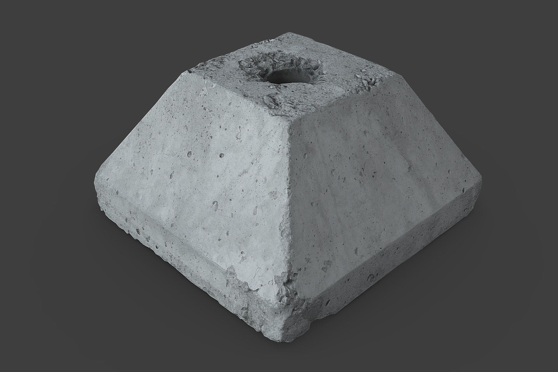 Concrete Block Low-poly 3D model_4