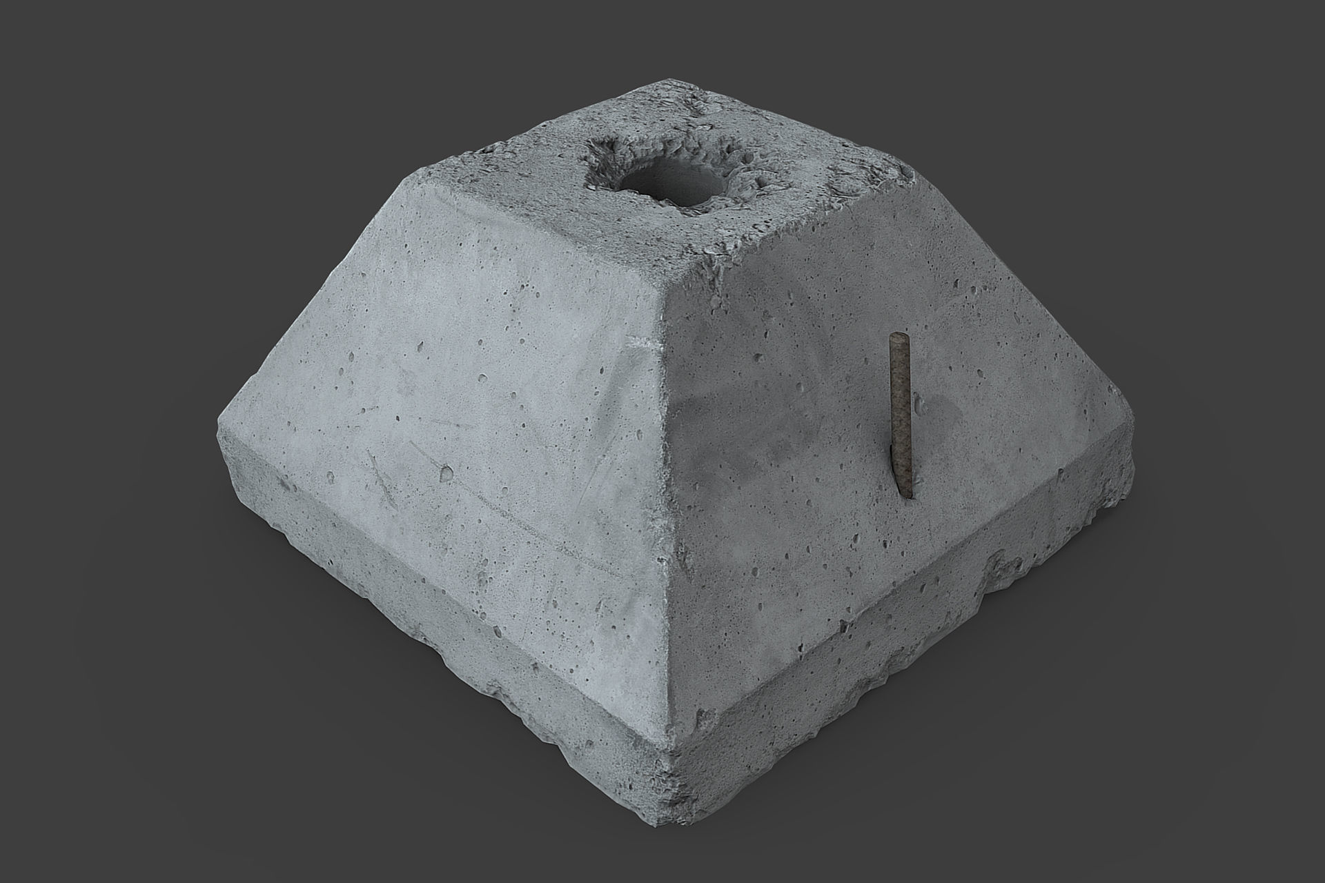 Concrete Block Low-poly 3D model_3