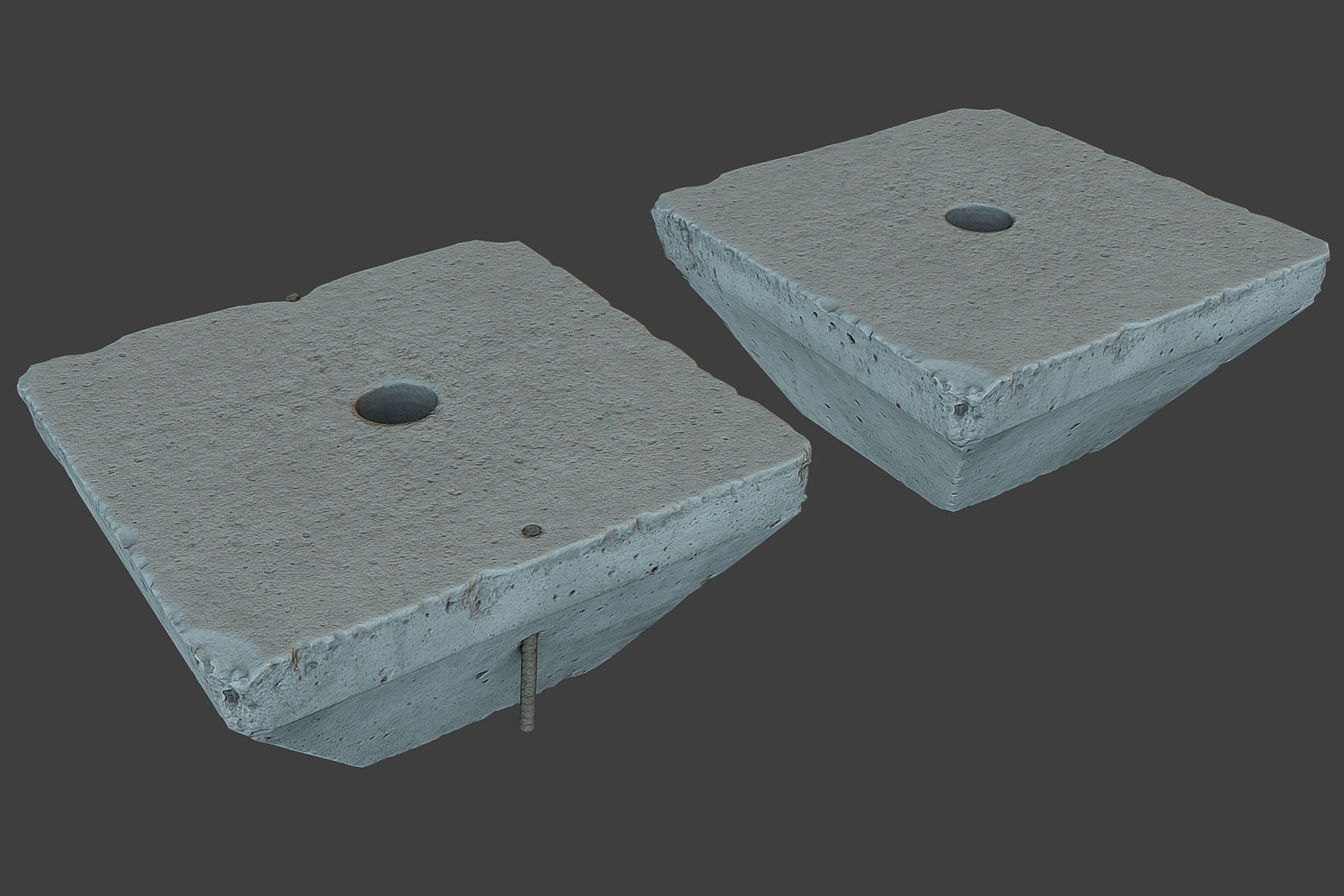 Concrete Block Low-poly 3D model_11