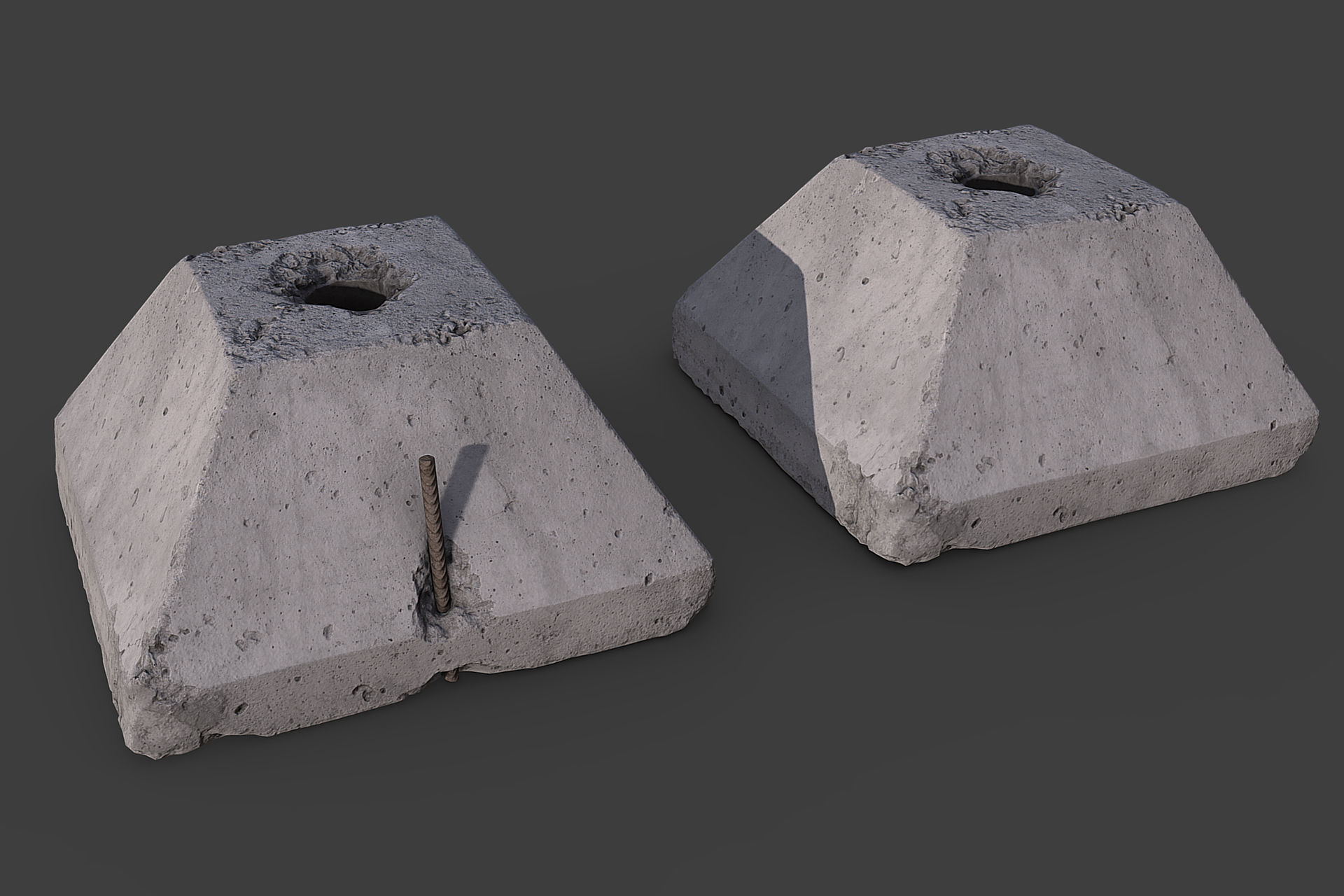 Concrete Block Low-poly 3D model_12