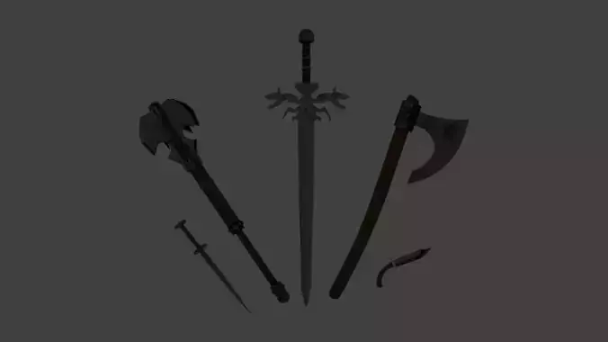 medieval collection axe with handle