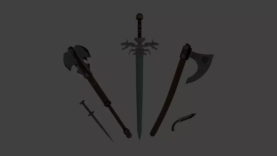 medieval collection axe with handle Free low-poly 3D model