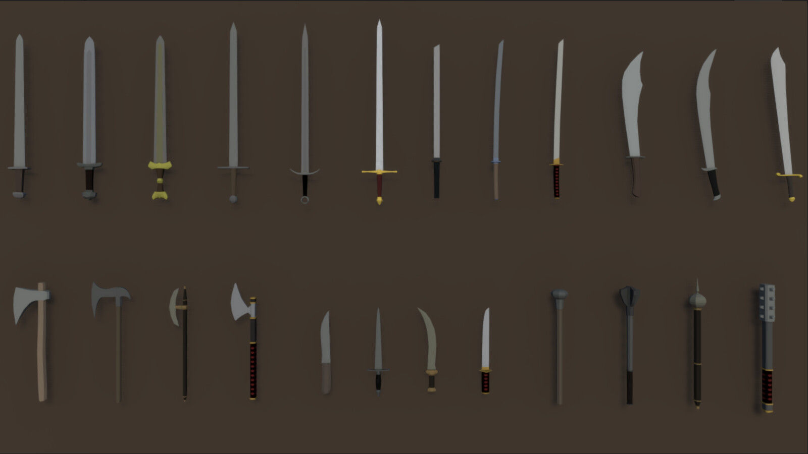Low Poly Medieval Weapons And Tools Pack Low-poly 3D model_1