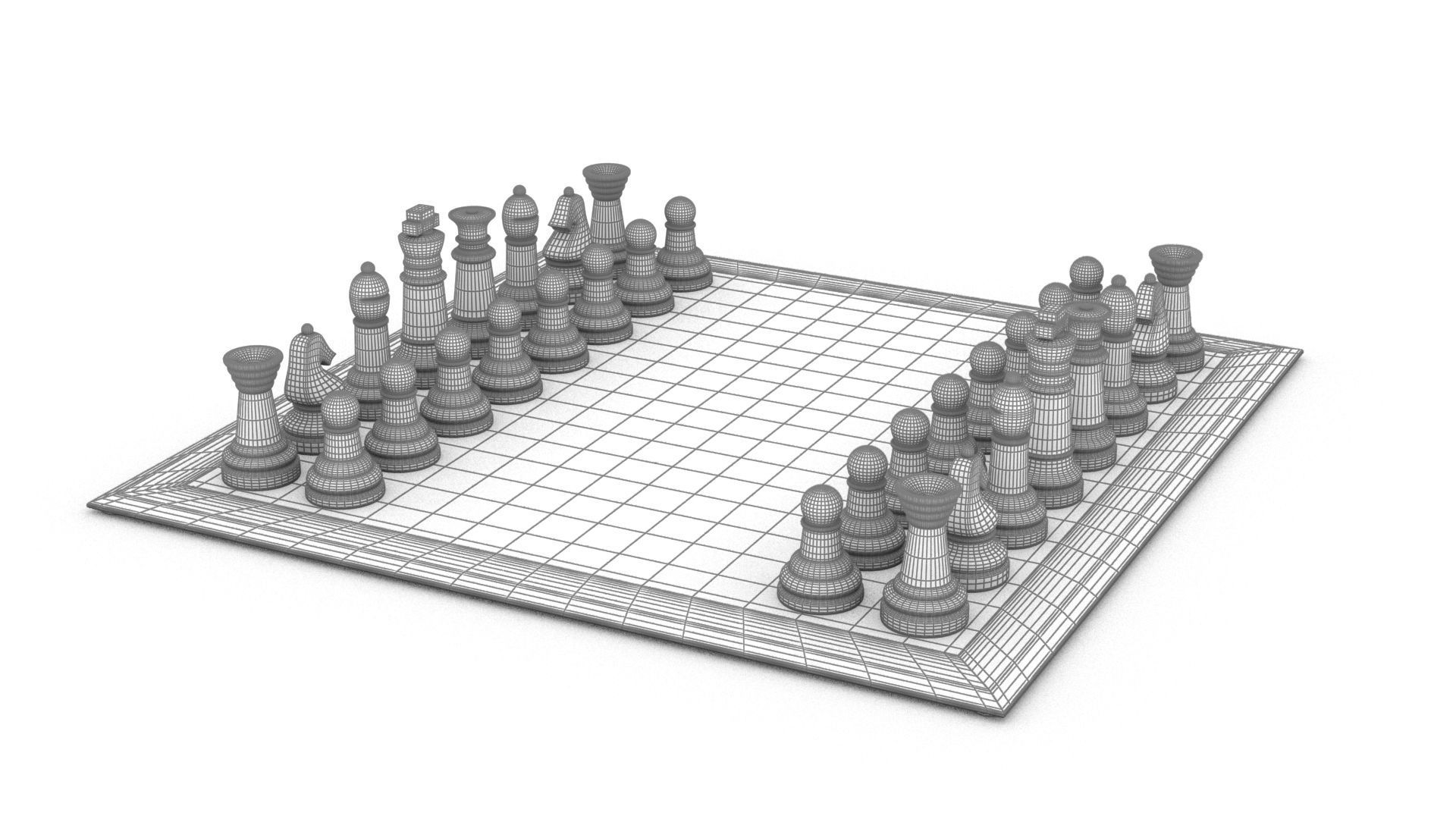 BOARD GAME---Glass Chessboard Low-poly 3D model_74