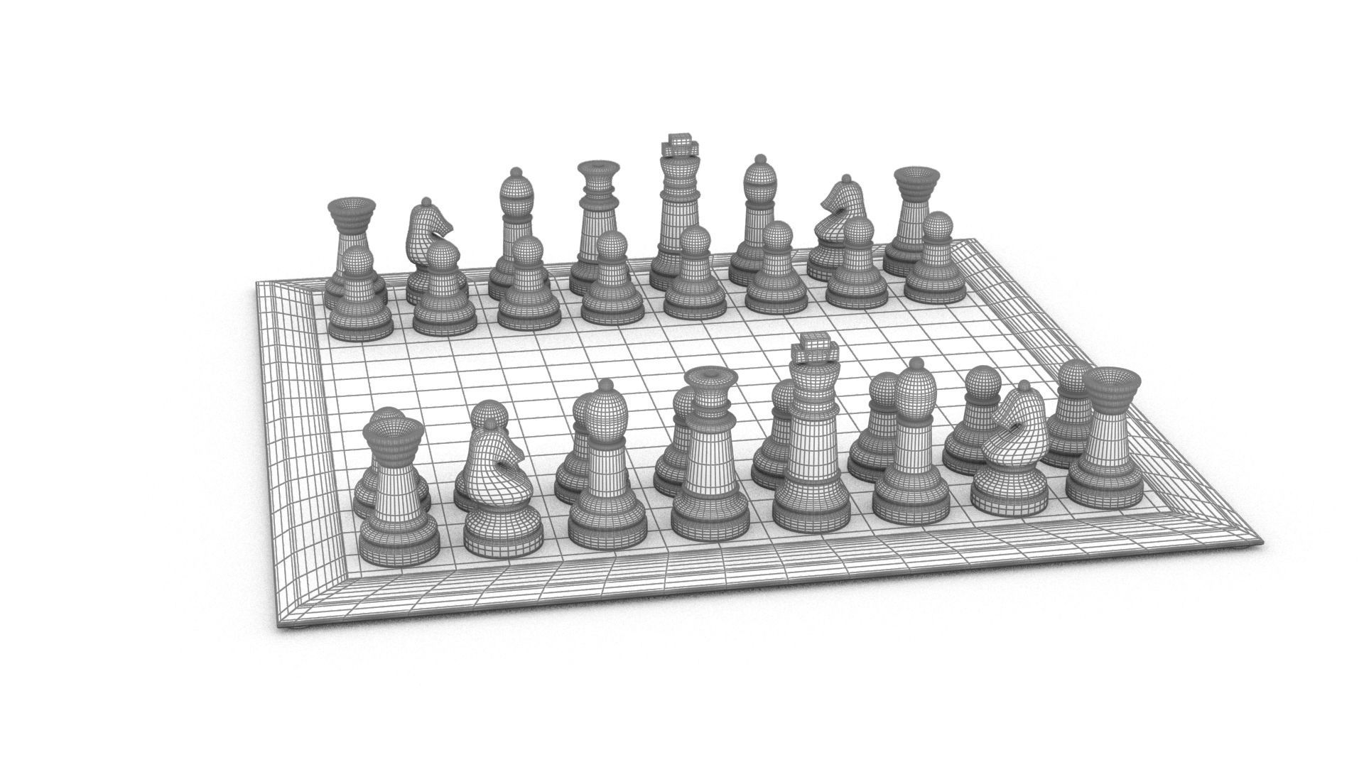 BOARD GAME---Glass Chessboard Low-poly 3D model_80