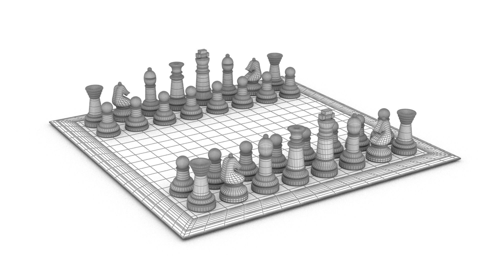 BOARD GAME---Glass Chessboard Low-poly 3D model_81