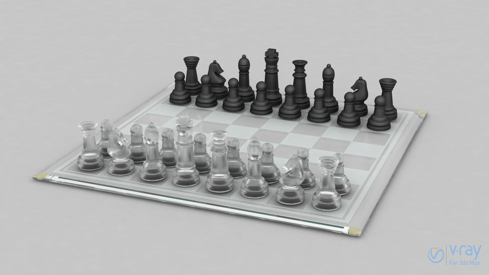 BOARD GAME---Glass Chessboard Low-poly 3D model_21