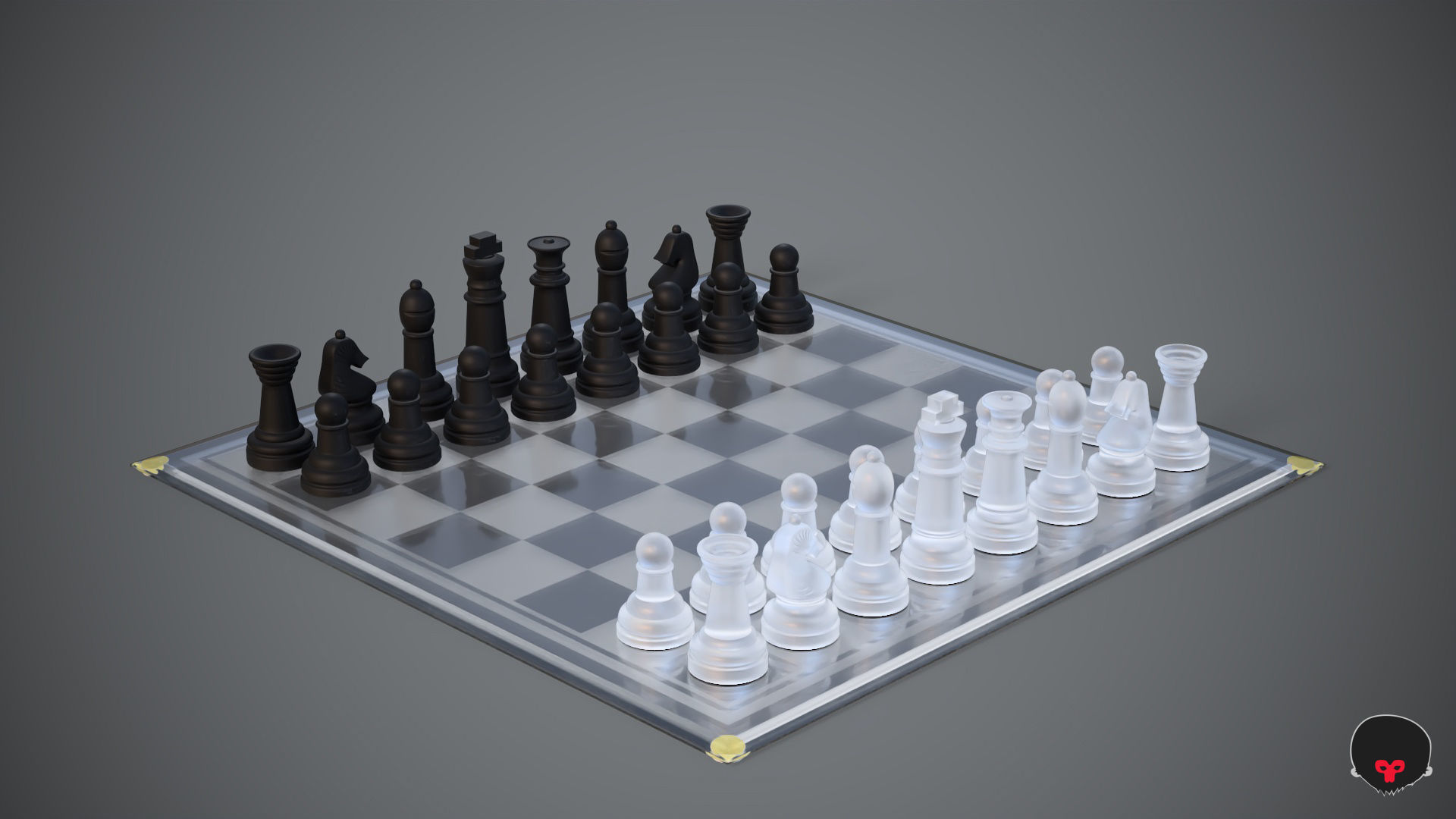 BOARD GAME---Glass Chessboard Low-poly 3D model_48