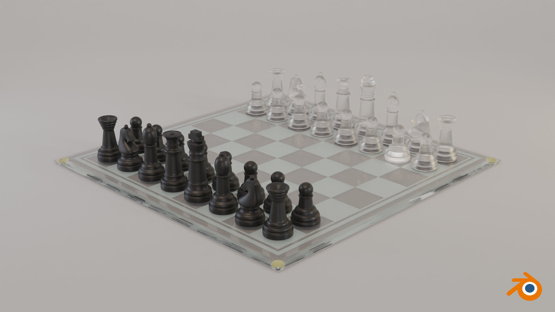 BOARD GAME---Glass Chessboard Low-poly 3D model_25