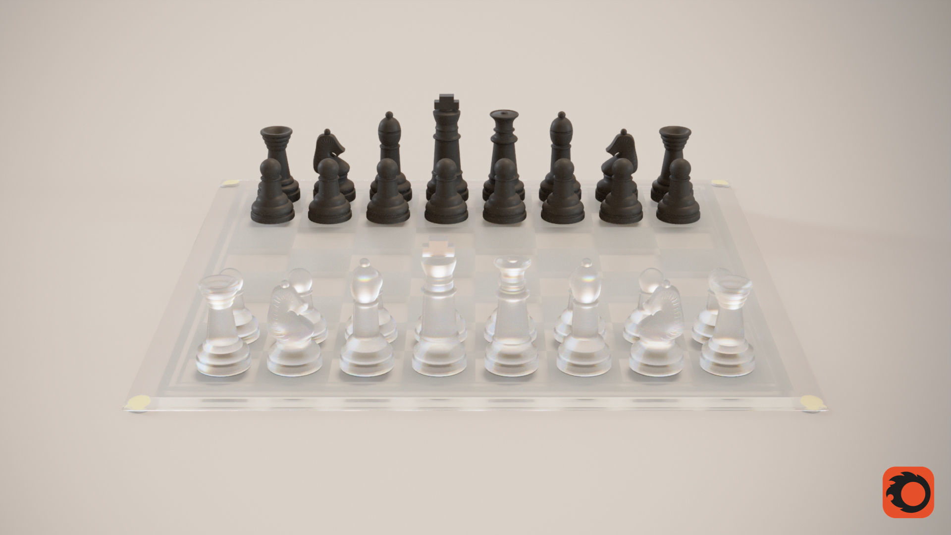 BOARD GAME---Glass Chessboard Low-poly 3D model_32