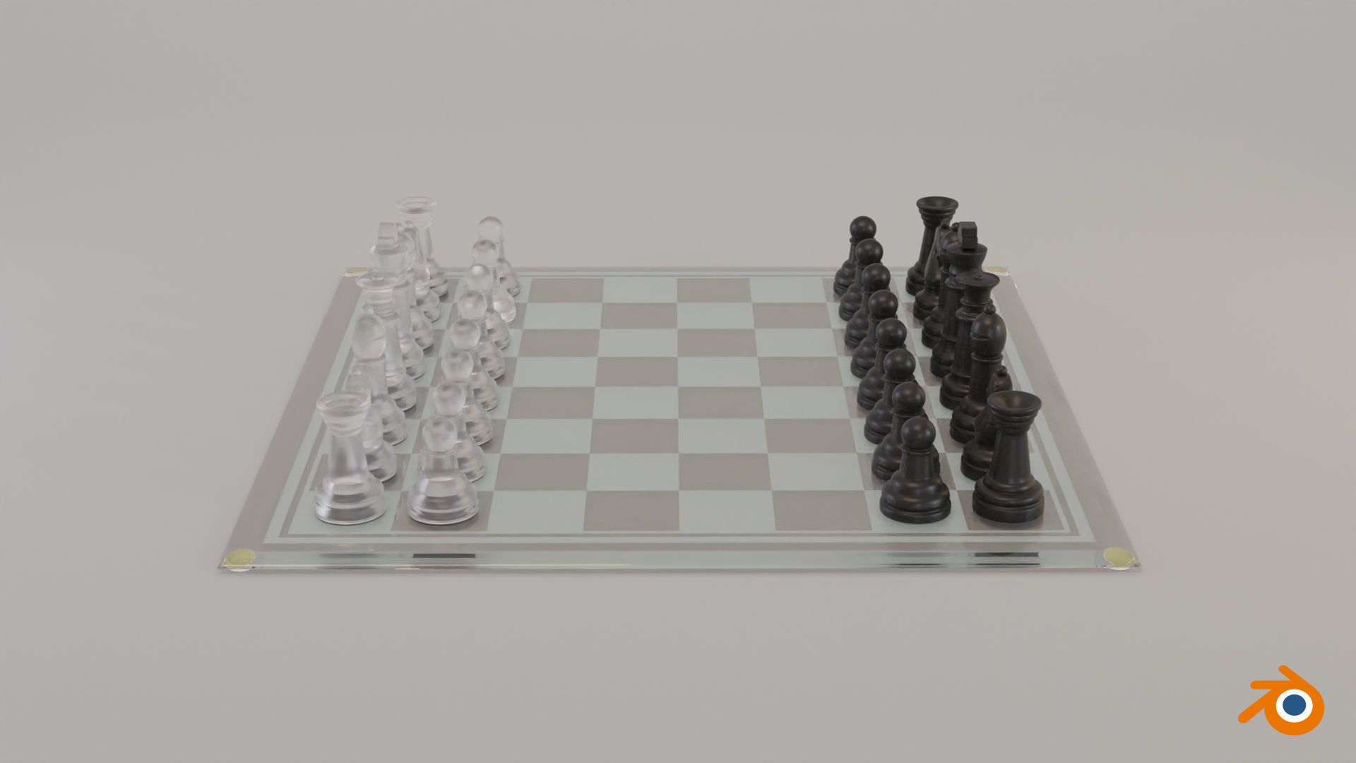 BOARD GAME---Glass Chessboard Low-poly 3D model_28