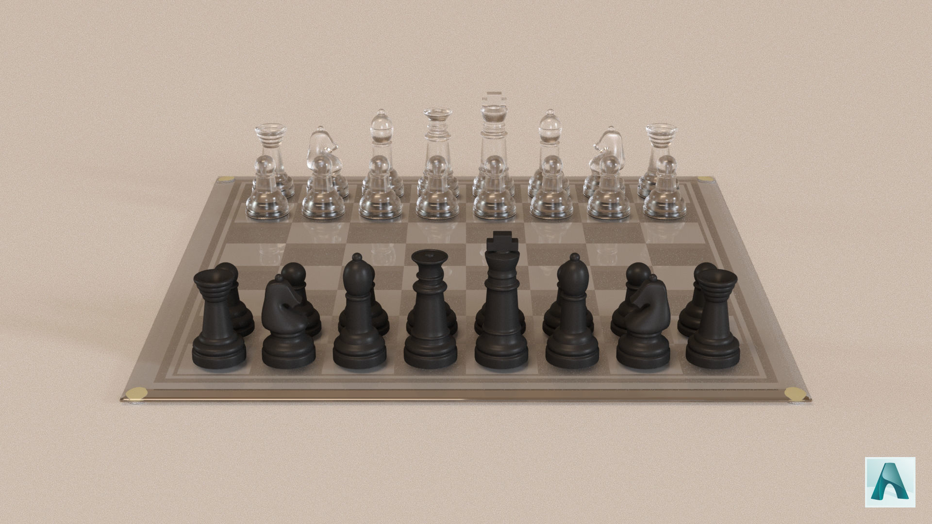 BOARD GAME---Glass Chessboard Low-poly 3D model_66