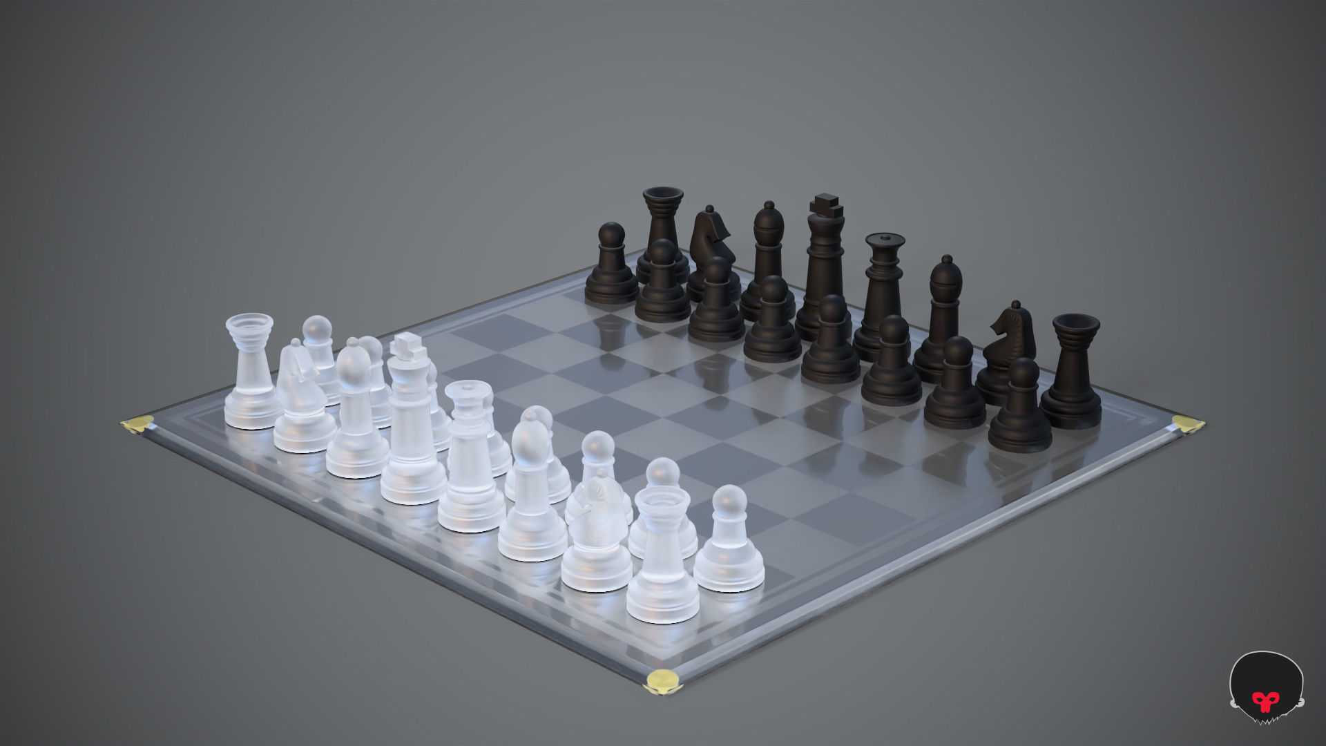 BOARD GAME---Glass Chessboard Low-poly 3D model_54