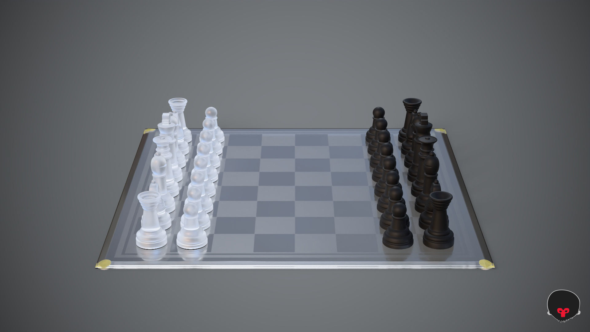 BOARD GAME---Glass Chessboard Low-poly 3D model_53
