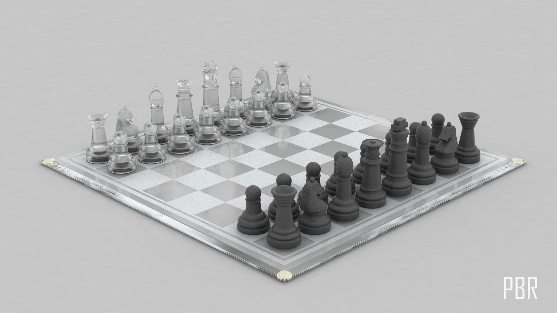 BOARD GAME---Glass Chessboard Low-poly 3D model_60
