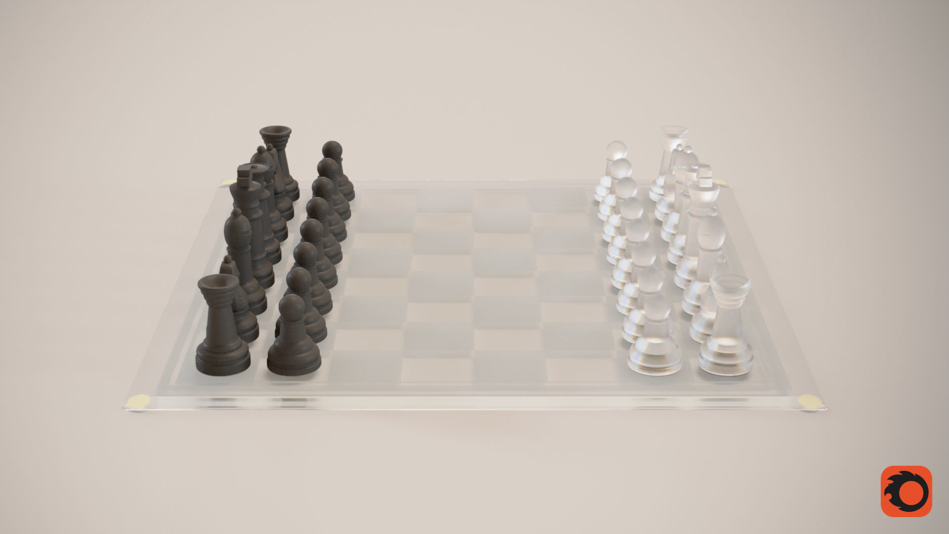 BOARD GAME---Glass Chessboard Low-poly 3D model_34