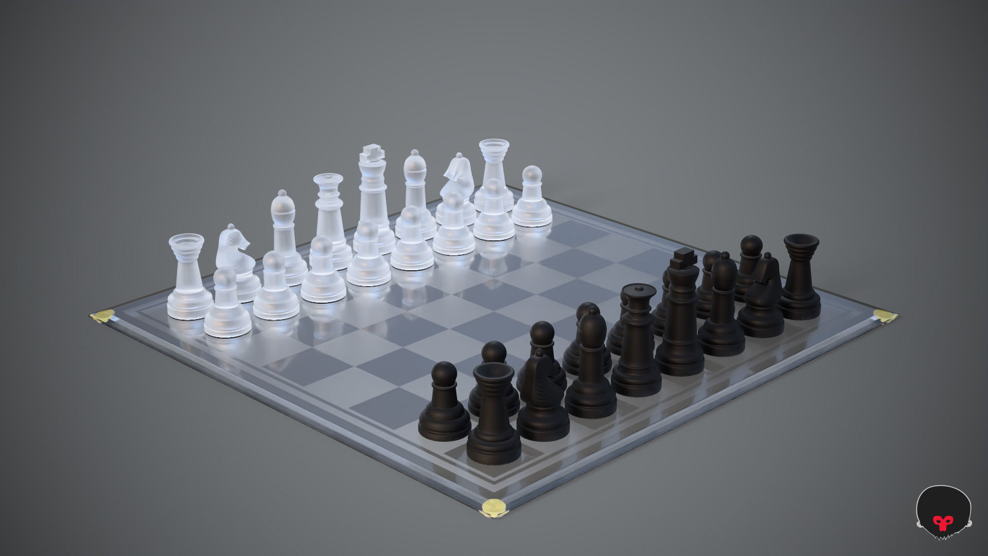 BOARD GAME---Glass Chessboard Low-poly 3D model_52