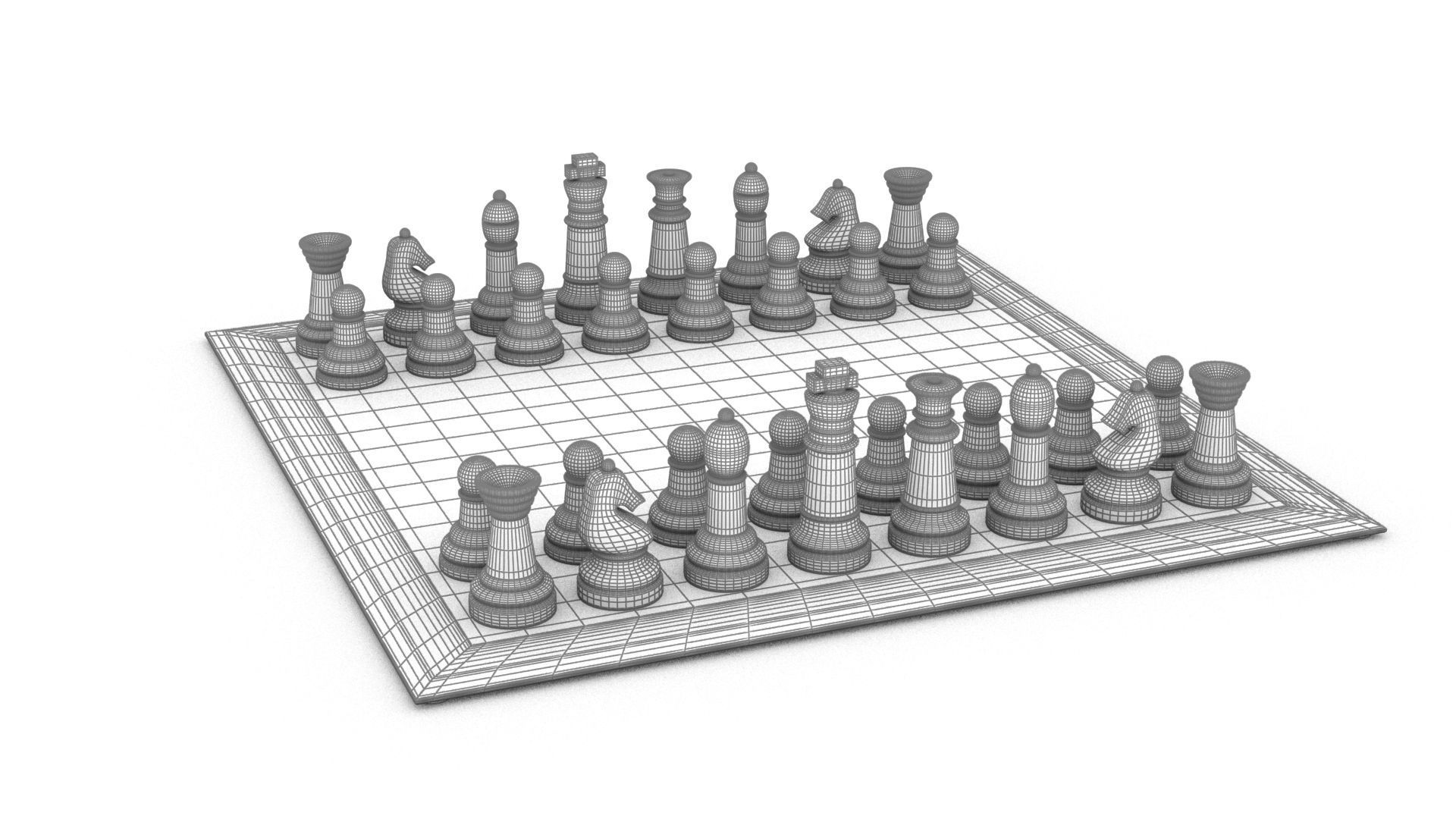 BOARD GAME---Glass Chessboard Low-poly 3D model_72