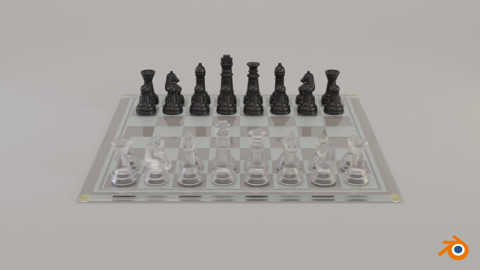 BOARD GAME---Glass Chessboard Low-poly 3D model_22