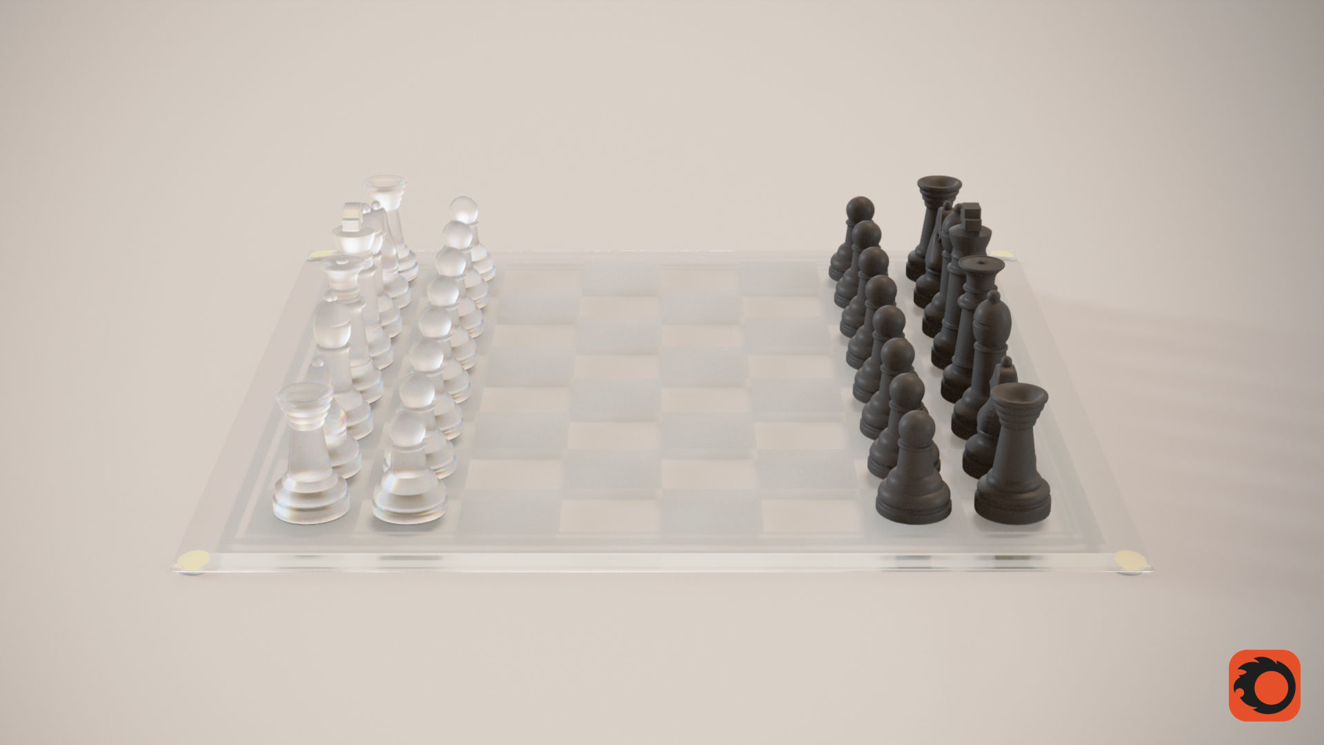 BOARD GAME---Glass Chessboard Low-poly 3D model_38