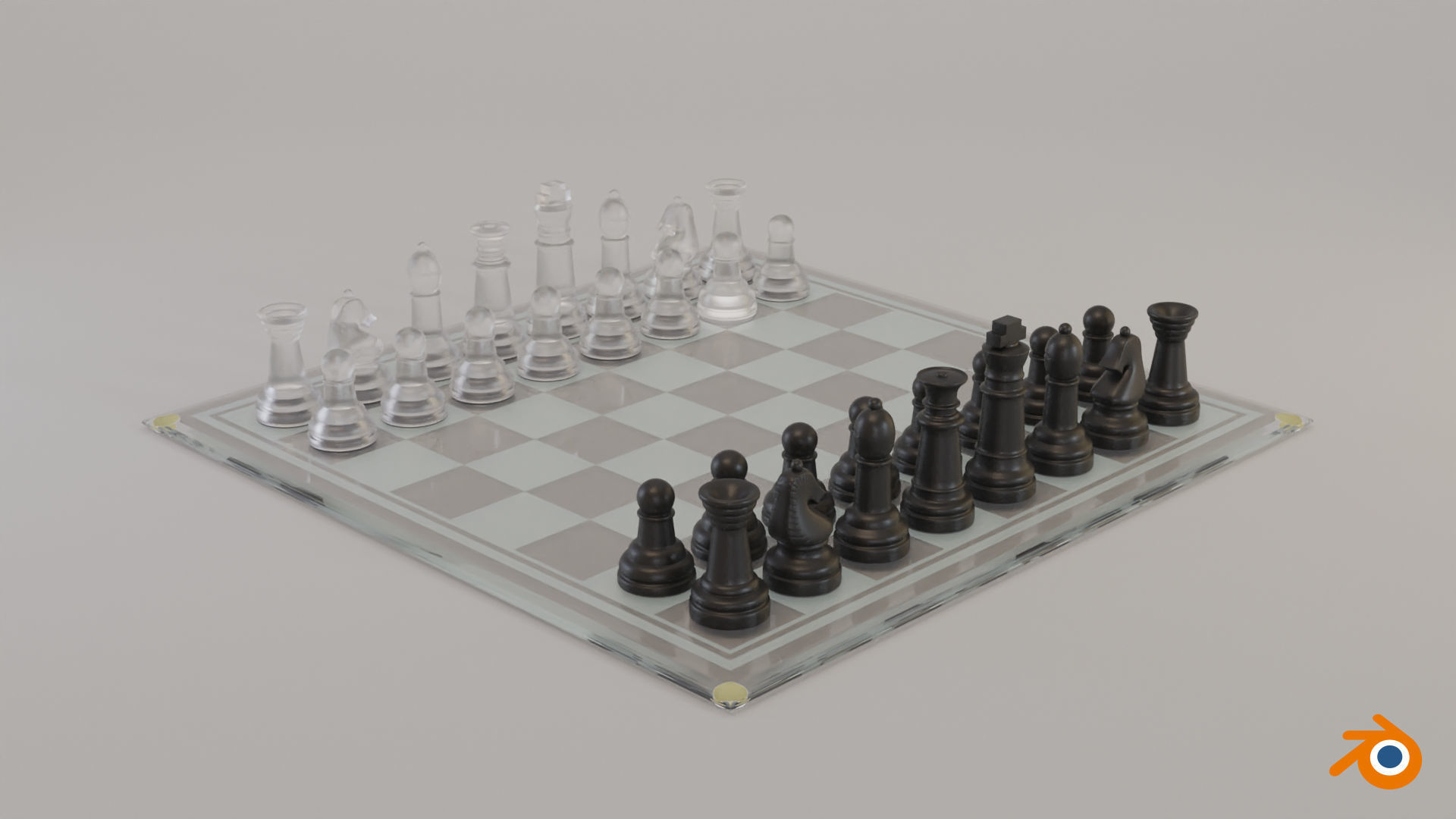 BOARD GAME---Glass Chessboard Low-poly 3D model_27