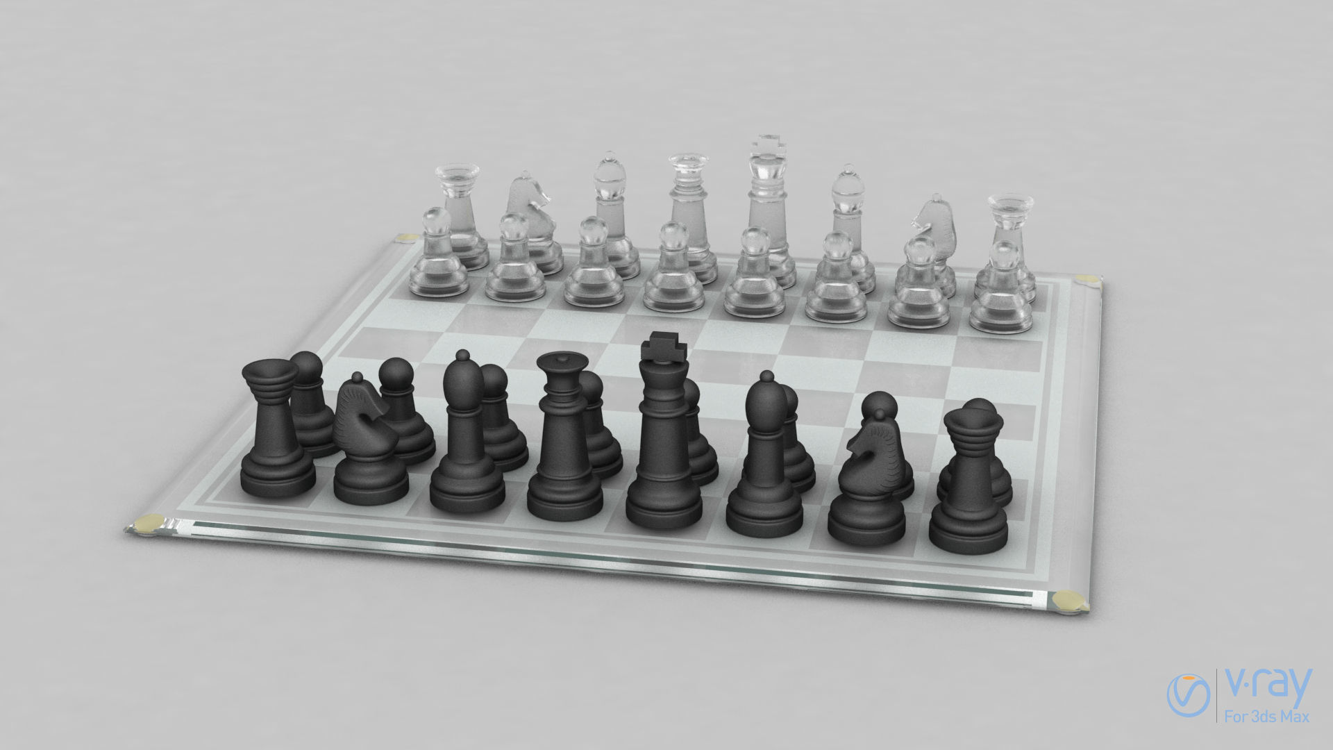 BOARD GAME---Glass Chessboard Low-poly 3D model_13