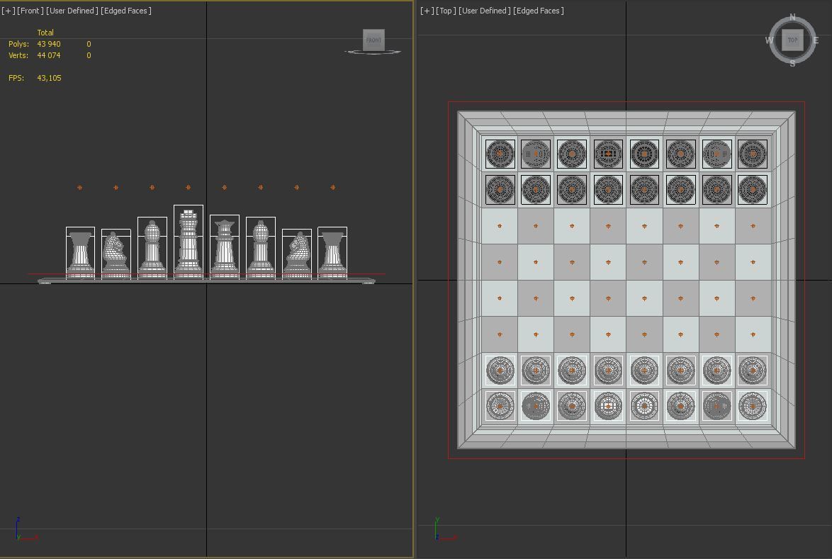 BOARD GAME---Glass Chessboard Low-poly 3D model_29