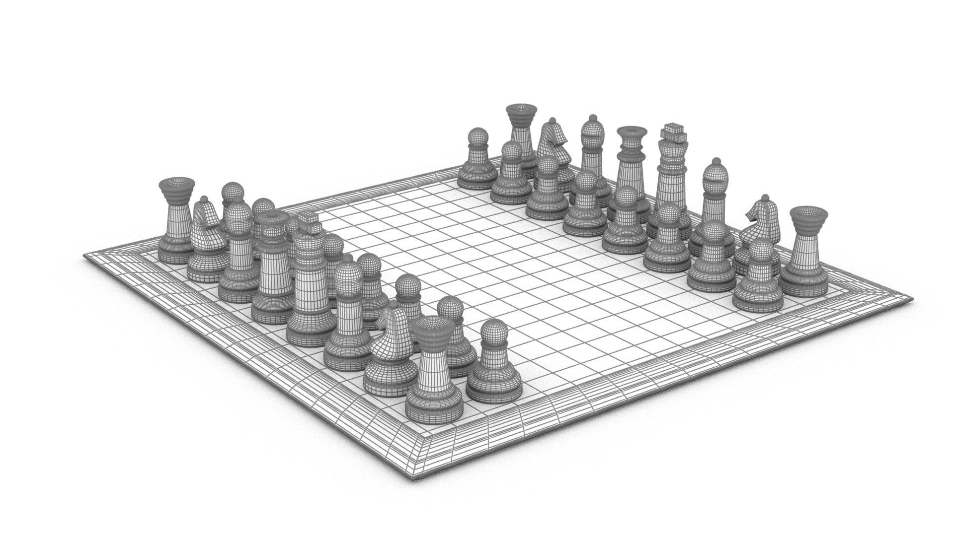 BOARD GAME---Glass Chessboard Low-poly 3D model_77
