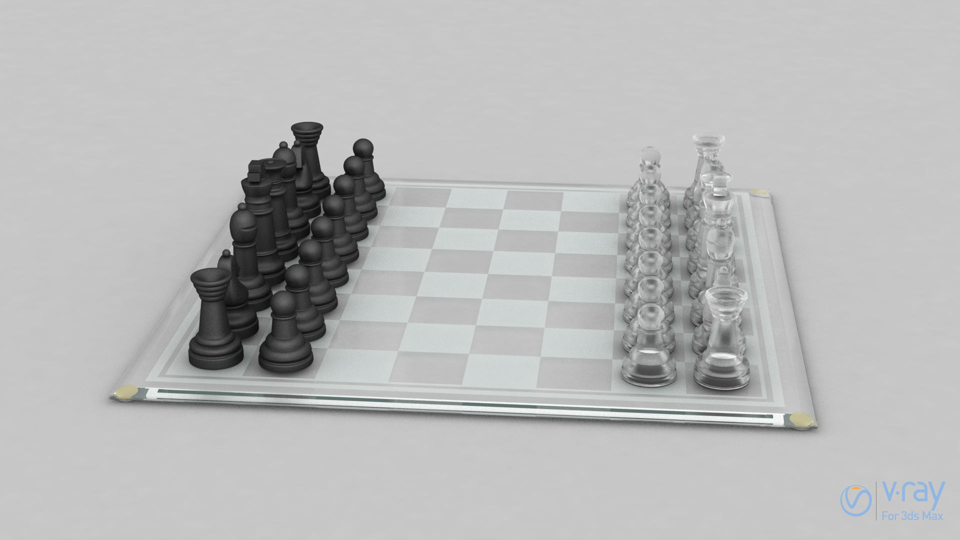 BOARD GAME---Glass Chessboard Low-poly 3D model_9