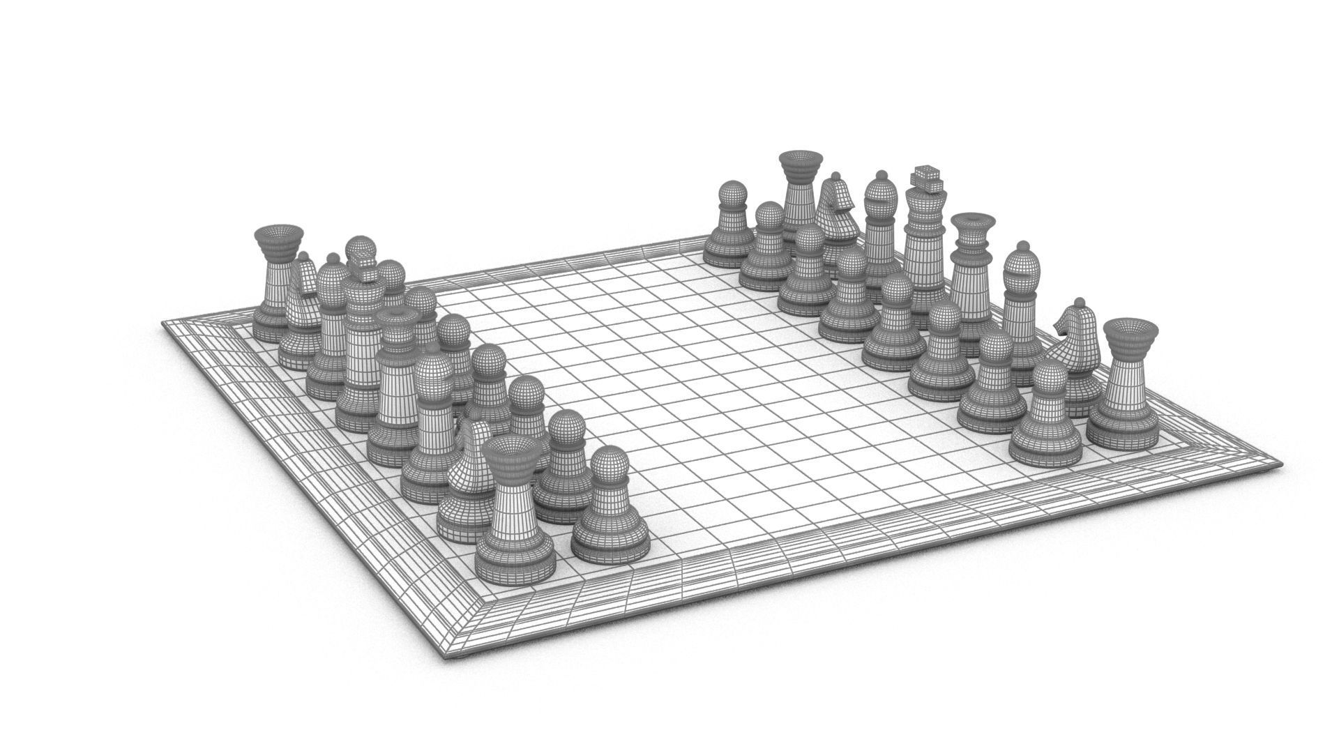 BOARD GAME---Glass Chessboard Low-poly 3D model_85