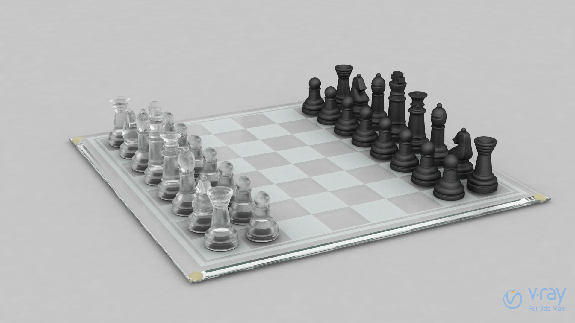 BOARD GAME---Glass Chessboard Low-poly 3D model_19