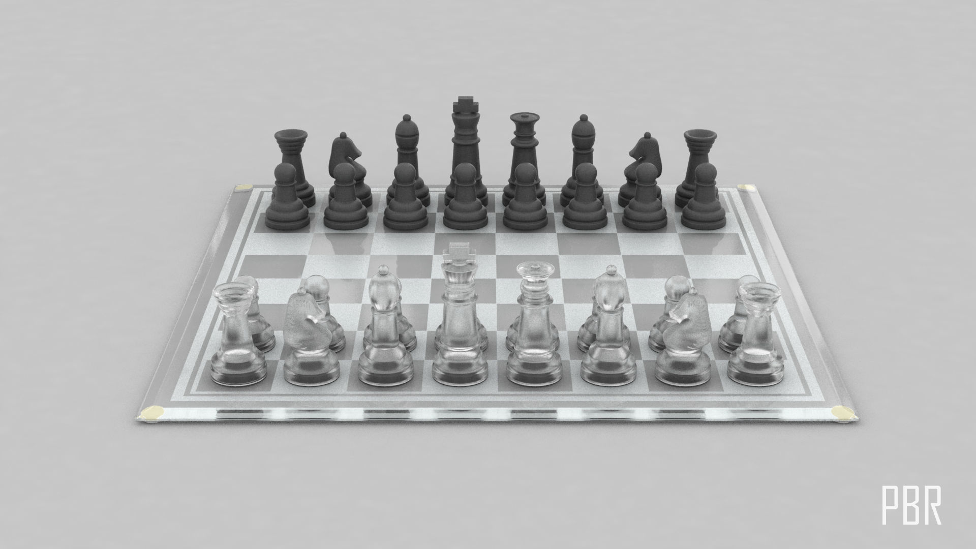 BOARD GAME---Glass Chessboard Low-poly 3D model_55