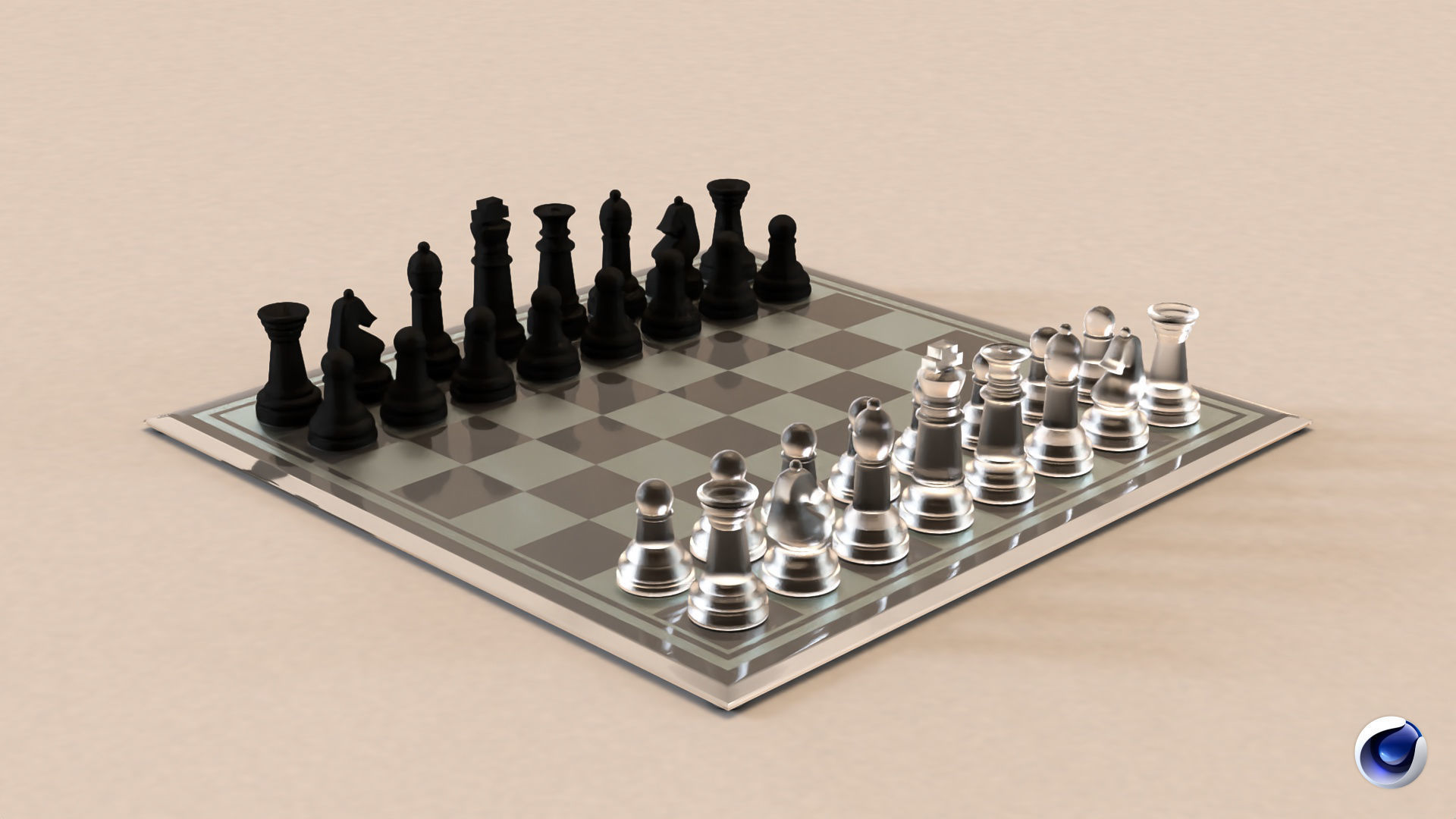 BOARD GAME---Glass Chessboard Low-poly 3D model_46
