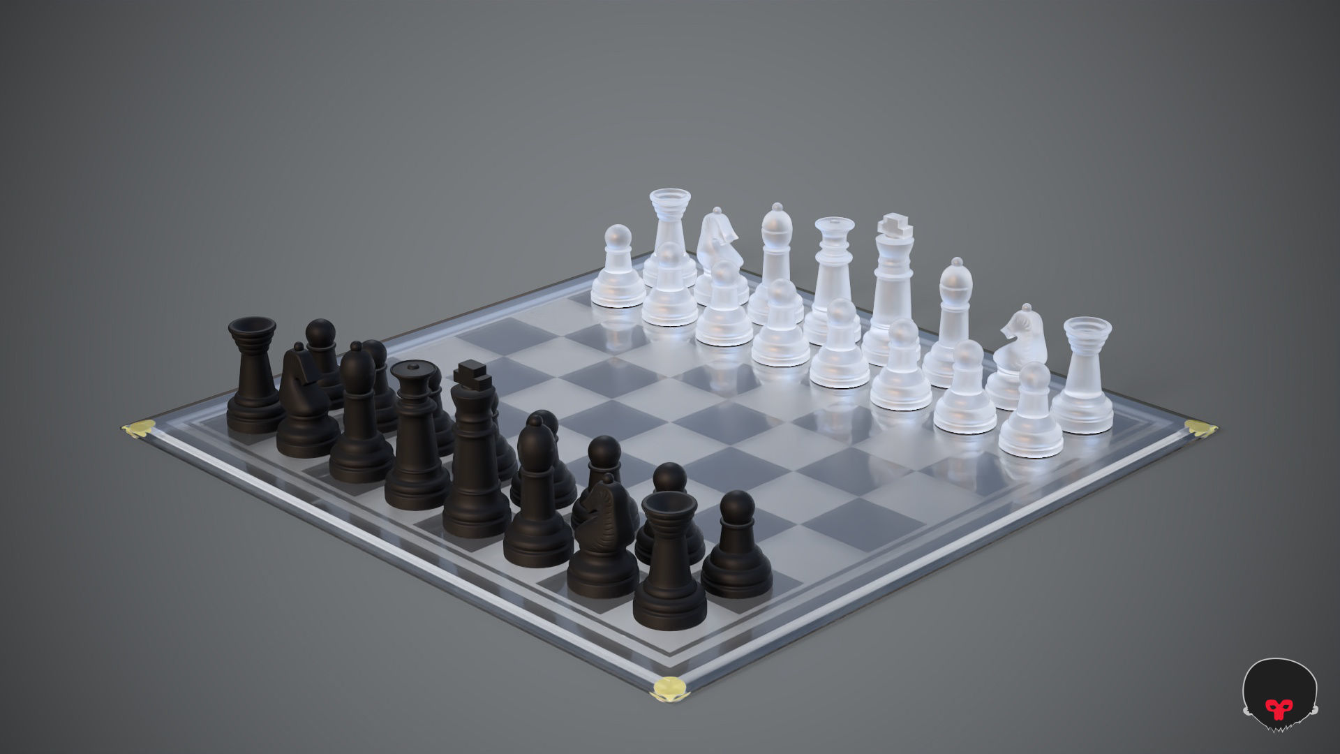 BOARD GAME---Glass Chessboard Low-poly 3D model_50