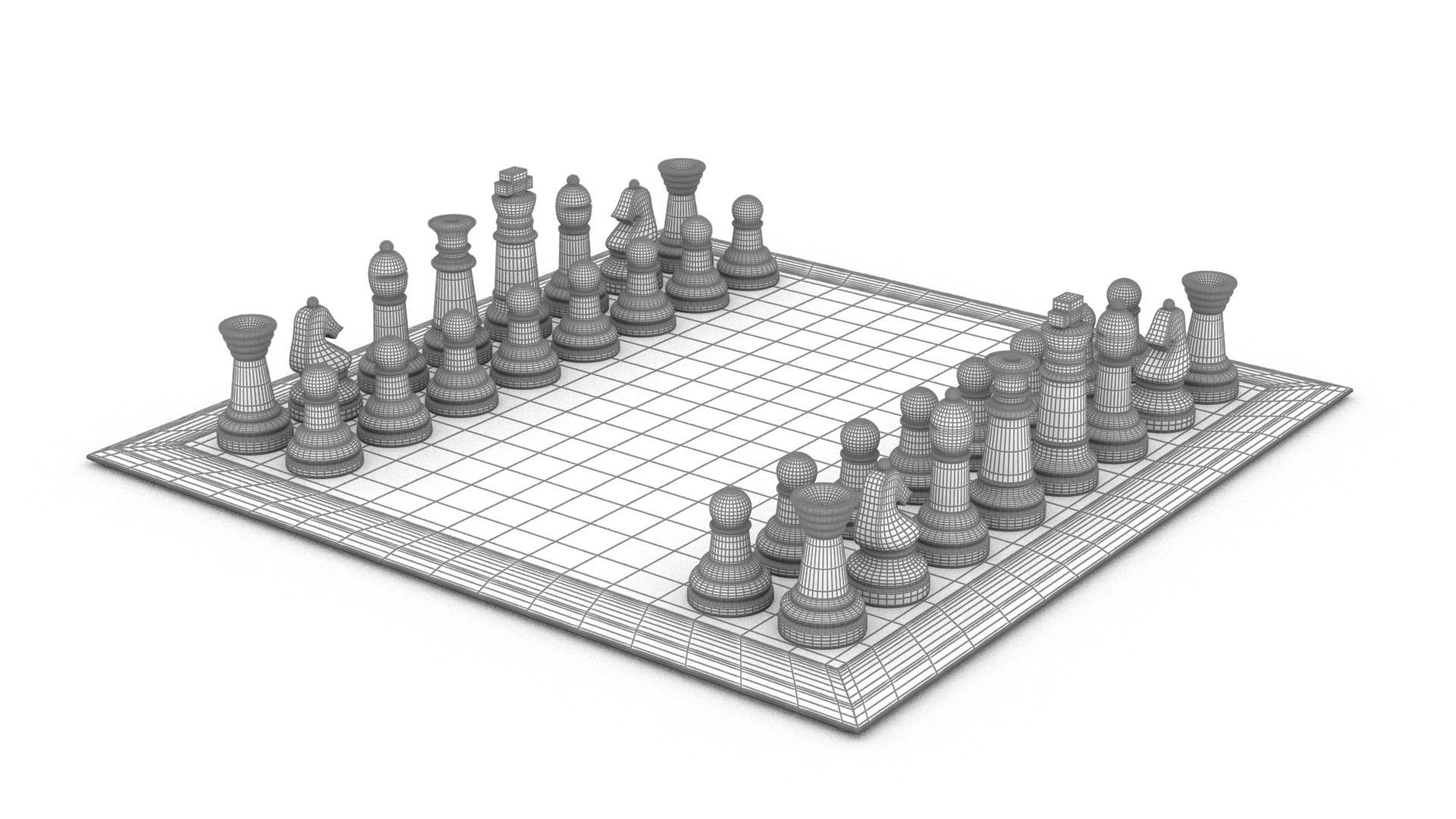 BOARD GAME---Glass Chessboard Low-poly 3D model_82