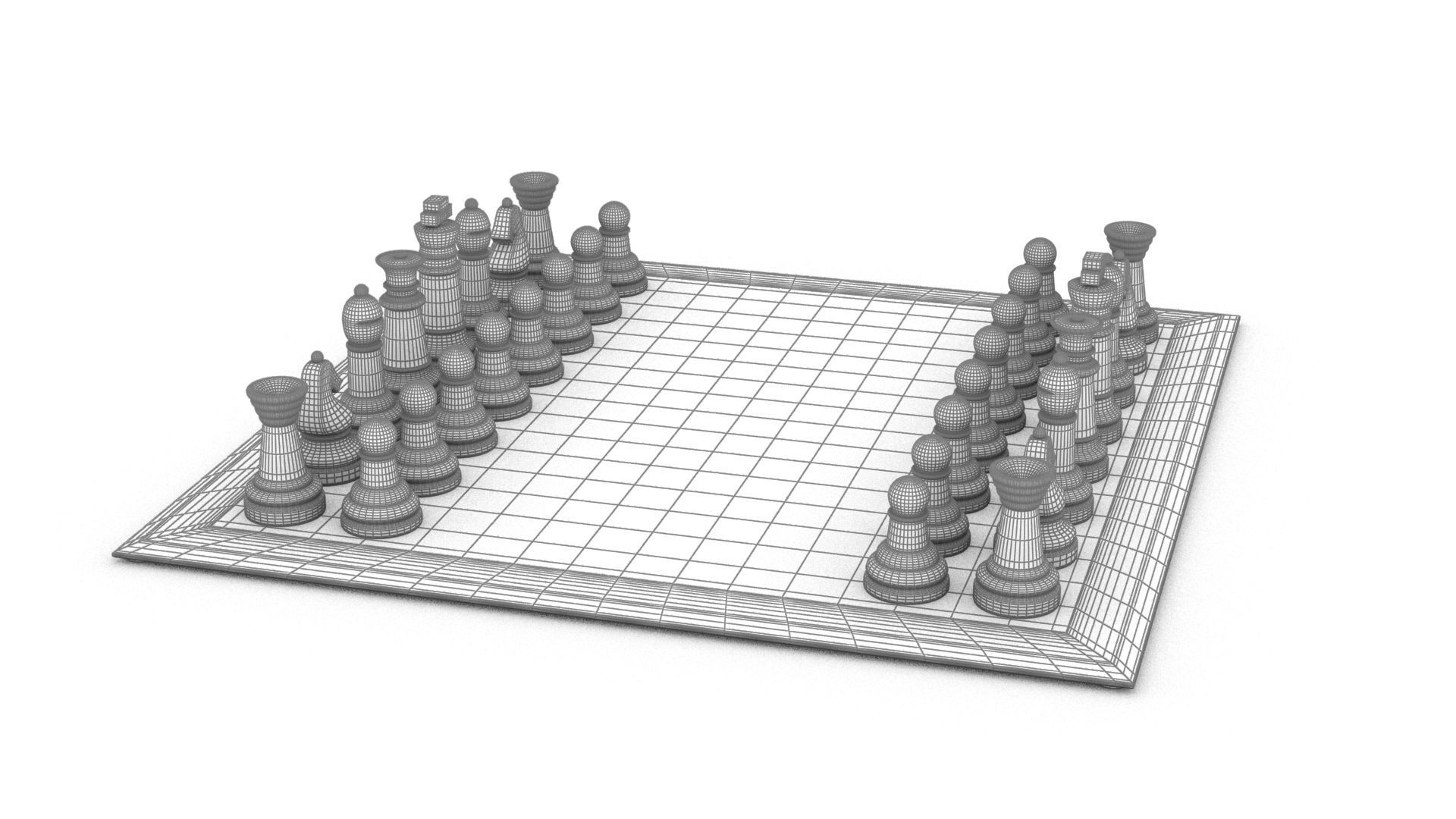 BOARD GAME---Glass Chessboard Low-poly 3D model_83